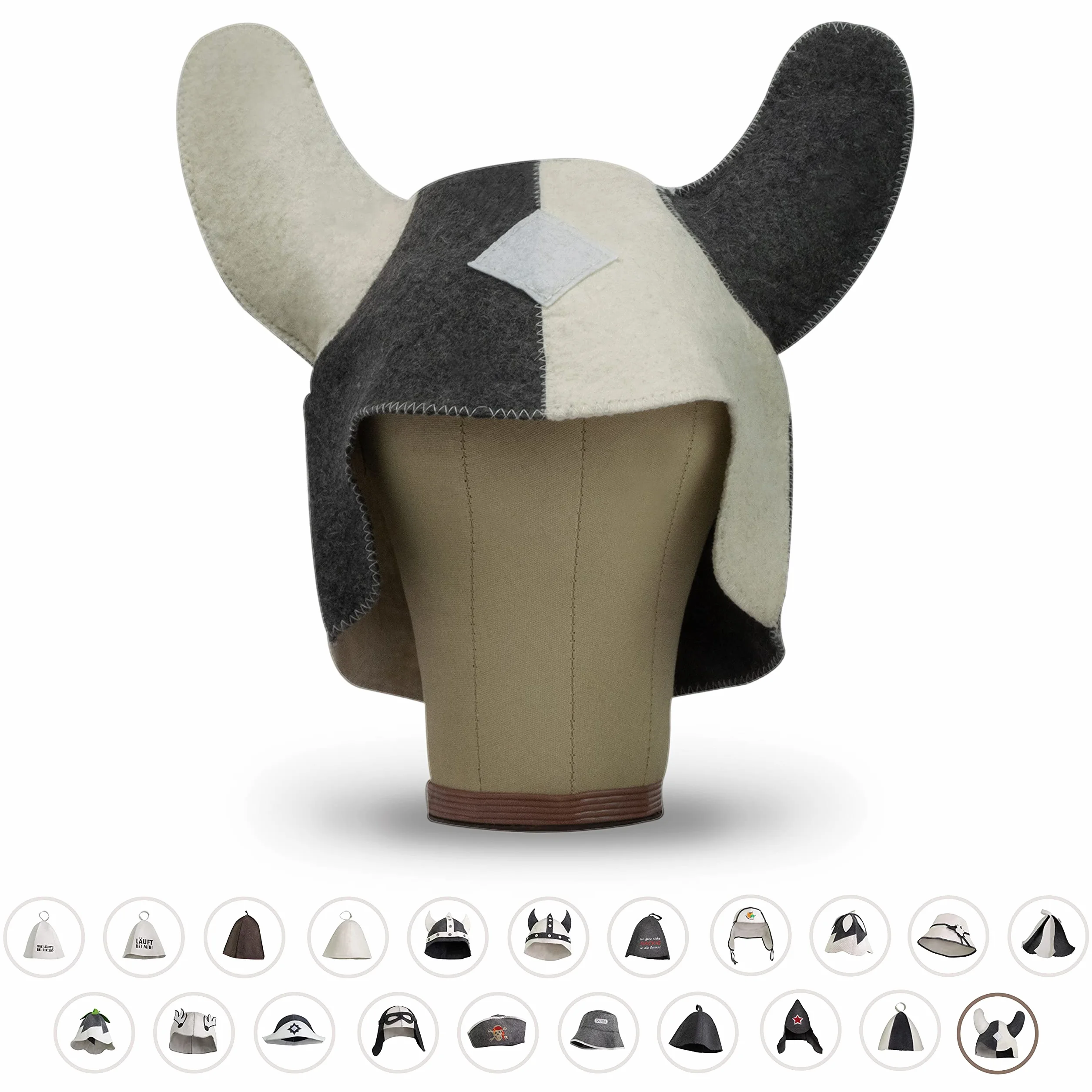 LoWell Bonnet de sauna Viking en feutre pour homme et femme avec guide