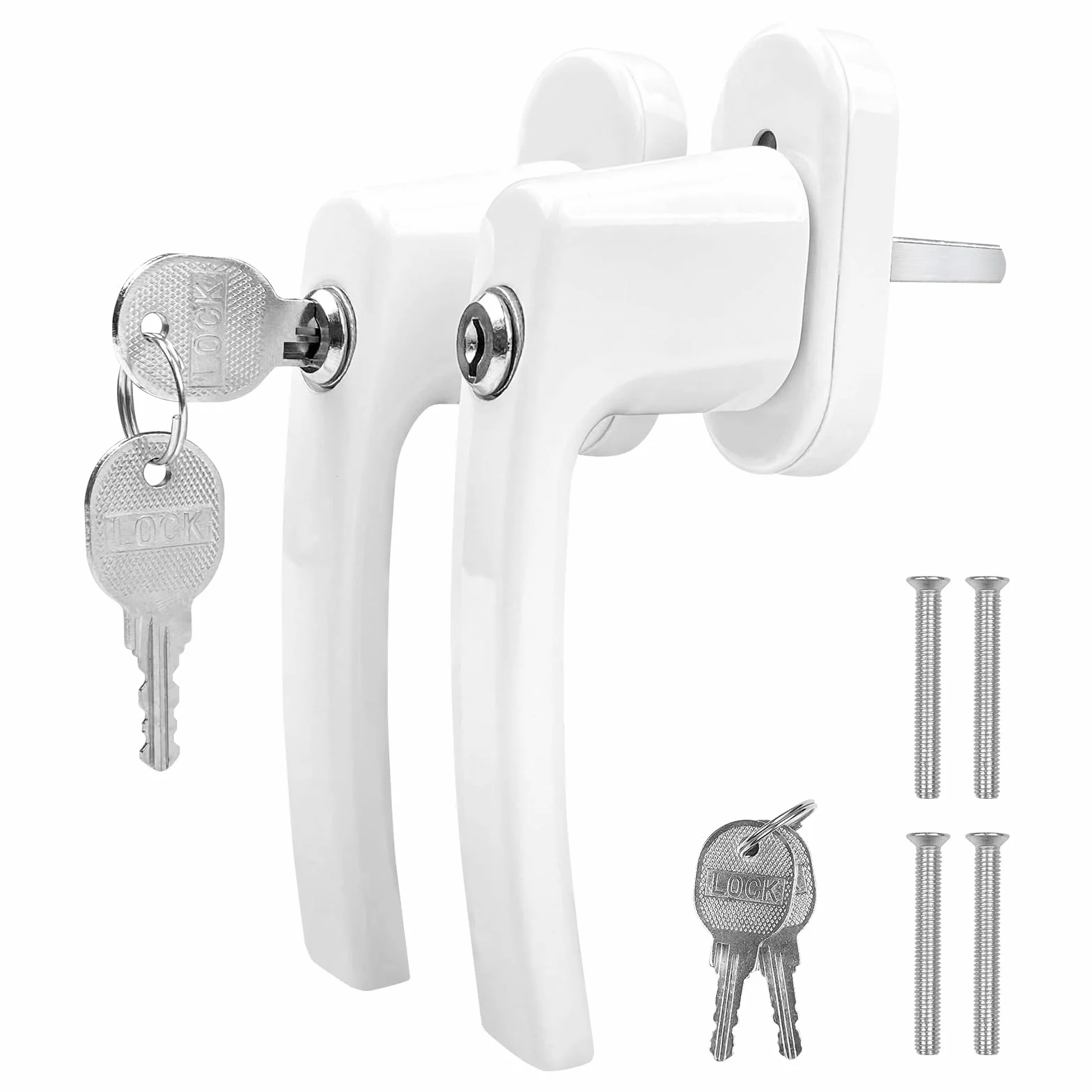 Avesteir Poignée de fenêtre à clé en Aluminium, Verrouillable pour Sécurité Enfant, Poignée de Porte avec Vis (Blanc)