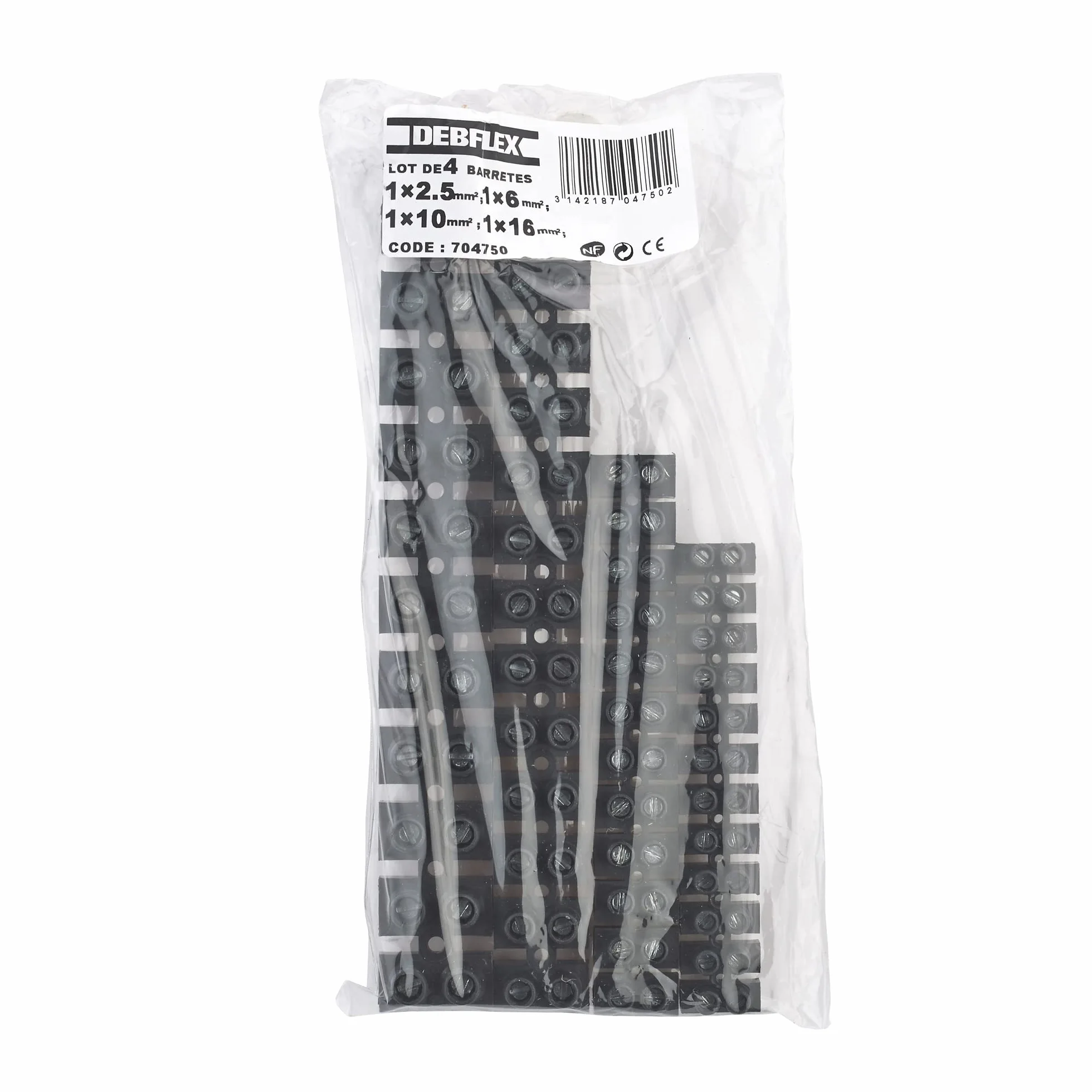 Blocs de jonction électriques - Barrières de connexion 12 plots - Lot de 4 - Debflex