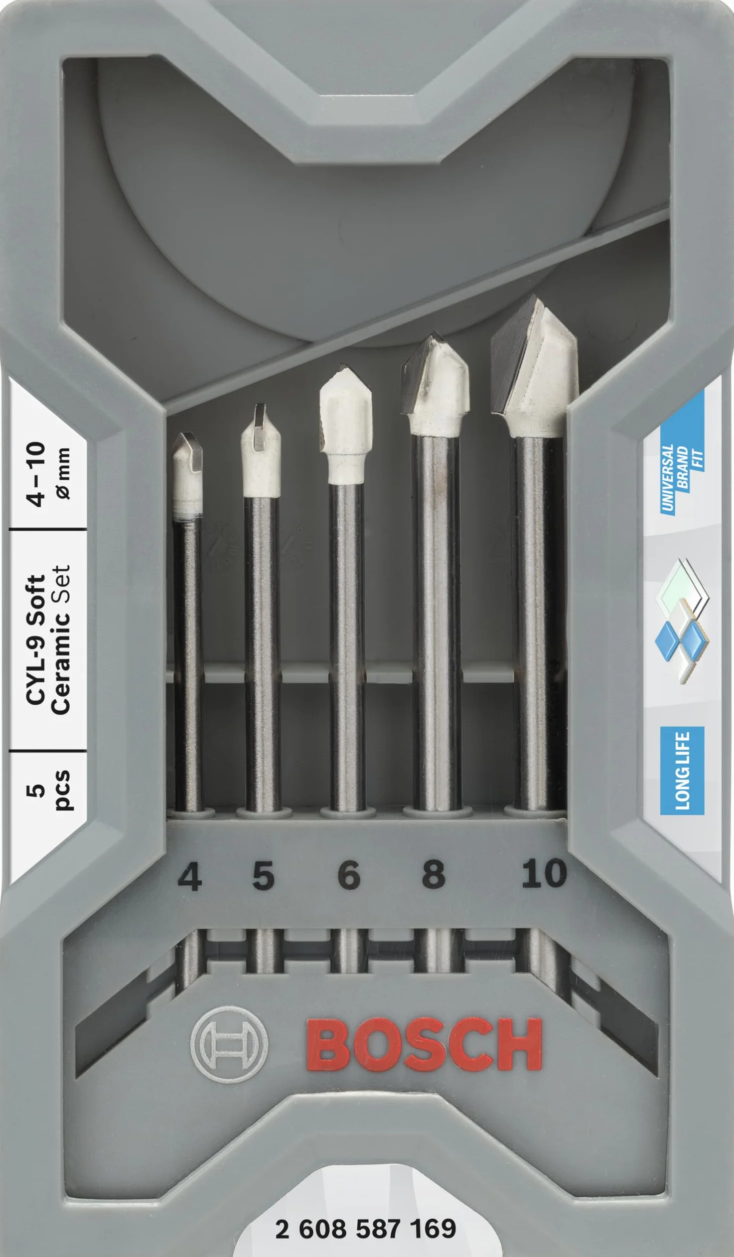 Bosch Professional Set de forets pour carrelage CYL-9 SoftCeramic Ø 4-10 mm gris