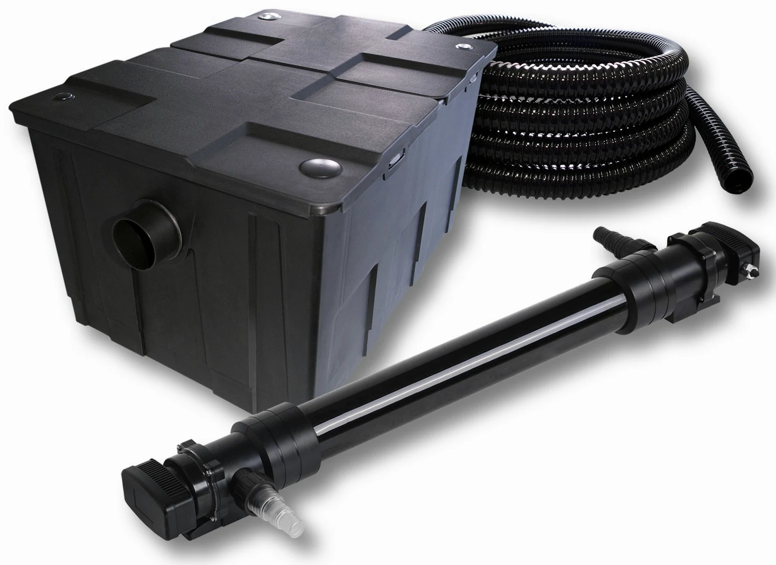 SunSun Kit complet: CBF-550 Filtre de bassin jusqu'à 60000 L Biologique, CUV-672 lampe uv UVC Clarificateur avec 72W, 5m Tuyau 25 mm (1")