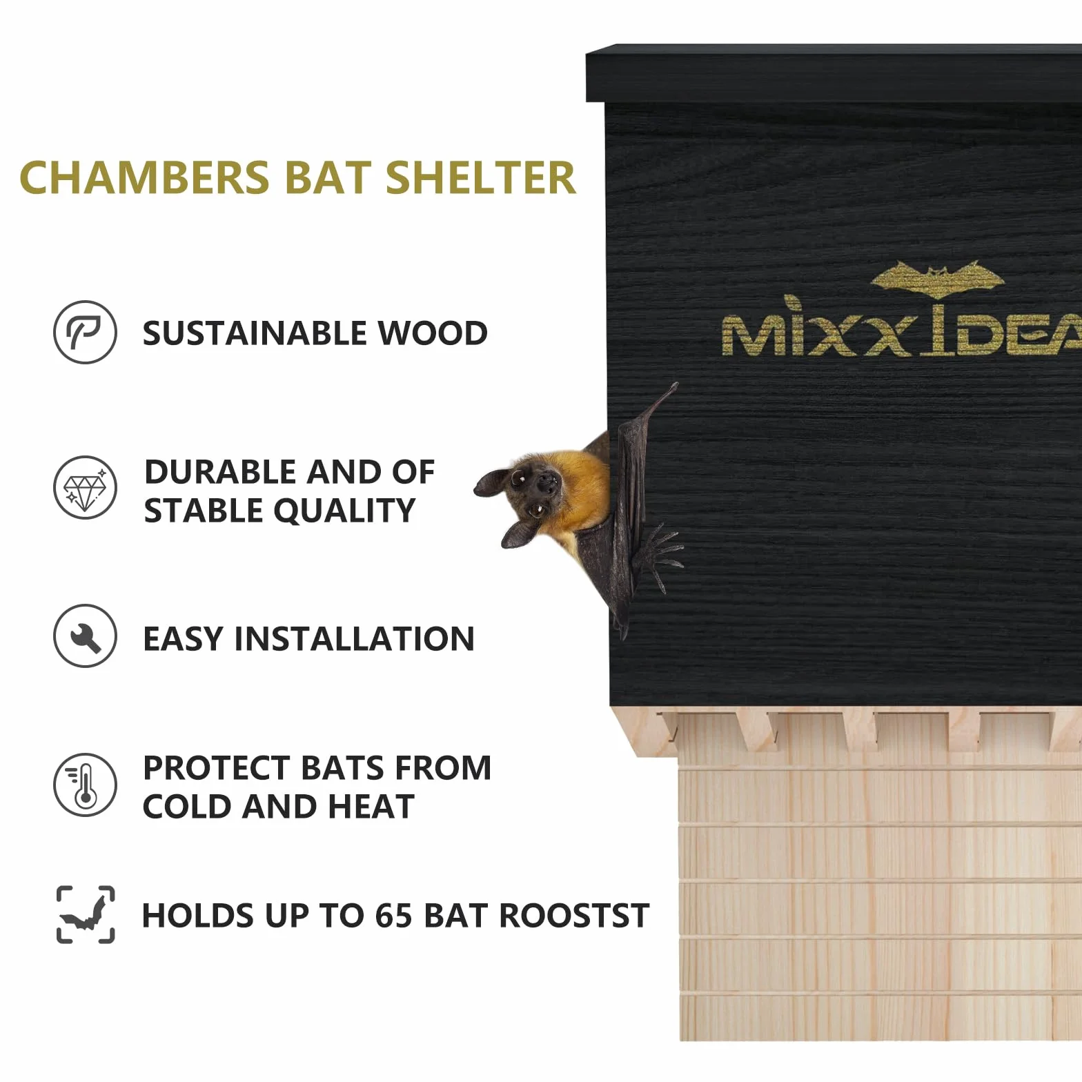 Maison de chauve-souris double chambre extérieur bois de cèdre fabriquée à la main