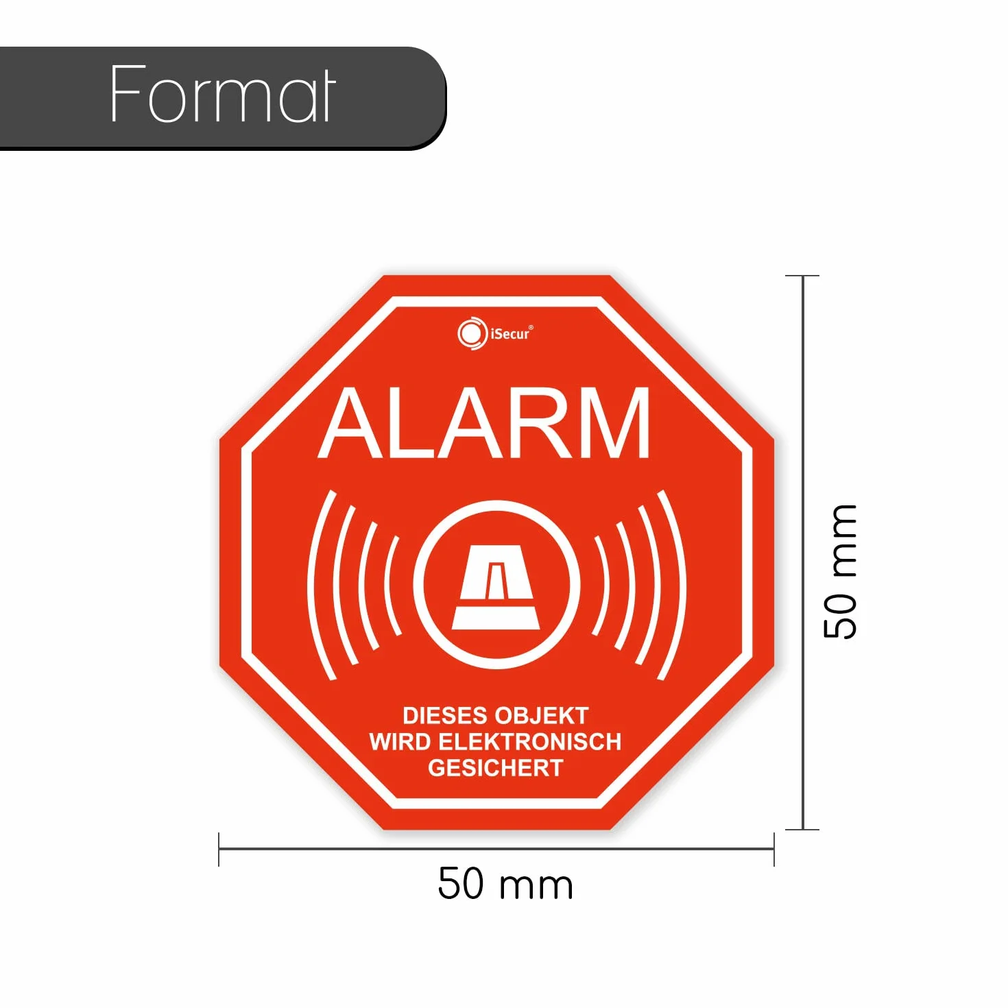Autocollants d’alarme 5x5 cm Attention objet sous protection électronique pour fenêtre vitre porte extérieur résistant aux intempéries Set de 6