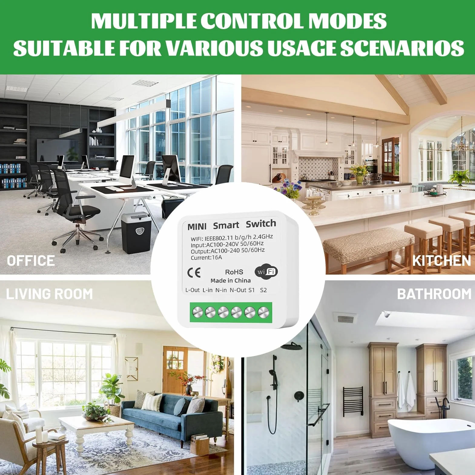 Interrupteur Connecté Wifi Intelligent Tuya Smart pour Alexa Google Home