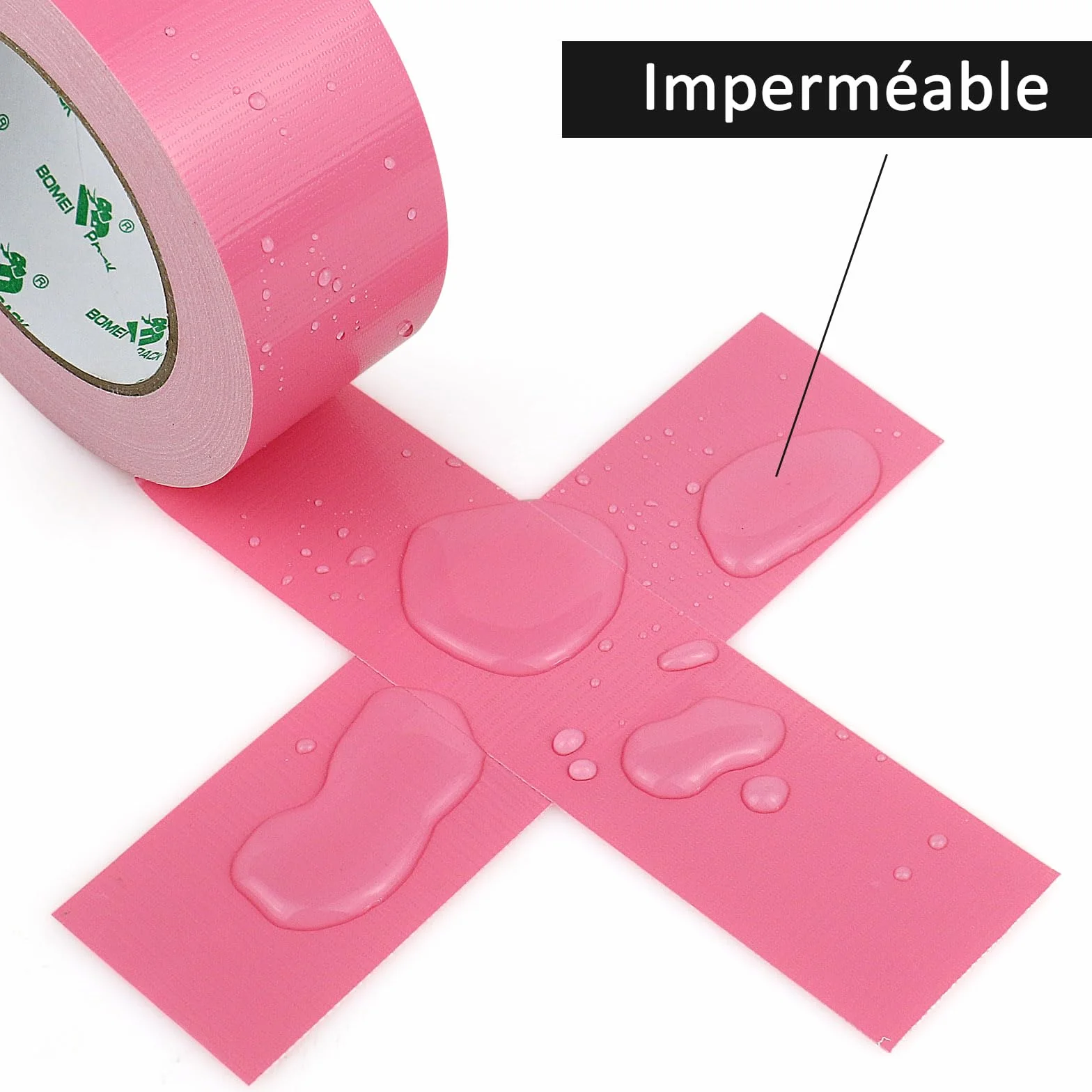 BOMEI PACK Duct Ruban adhésif en tissu renforcé 2R 2in*25m Rose