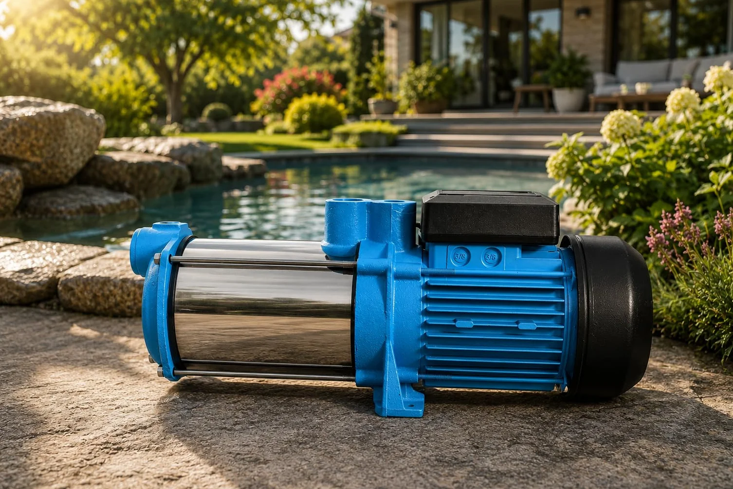 Pompe à Eau MAX-H 1300 1300W 6000 l/h Hauteur 55 m Pompe de Surface Multicellulaire Auto-amorçante 5 TURBINES INOX Jardin Arrosage