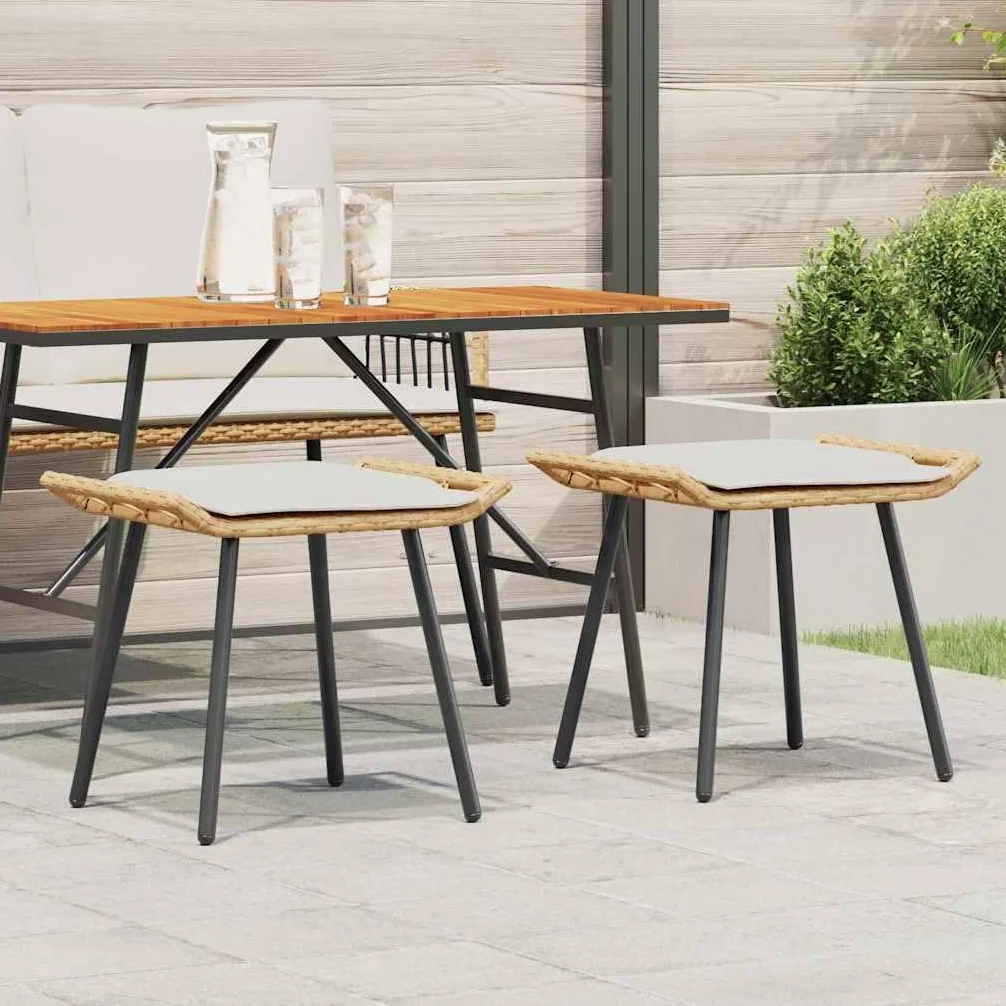 Tabourets de jardin 2 pcs Naturel 50x40x45 cm Rattan synthétique