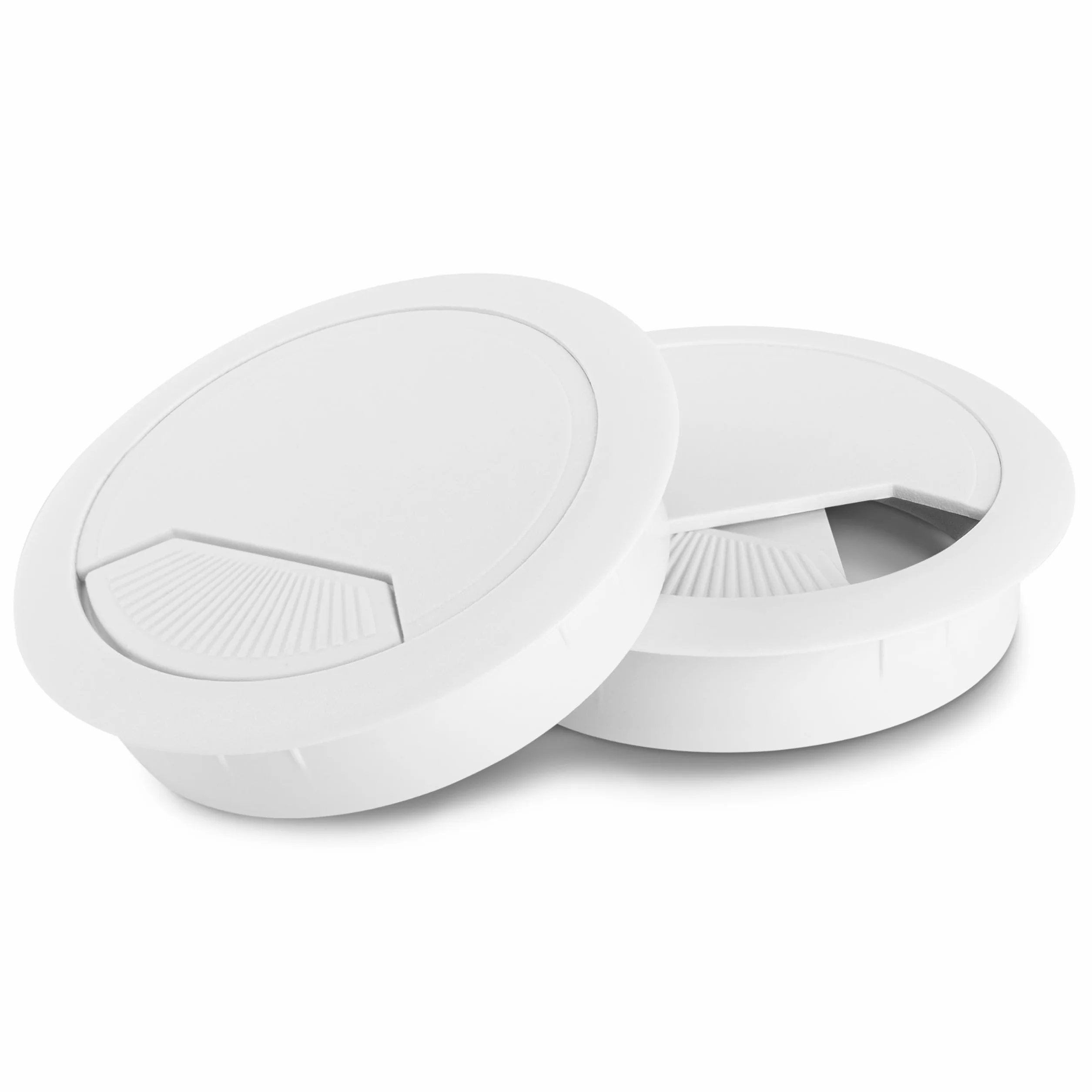 LouMaxx Lot de 2 Passe-Câbles de Bureau Blancs 60 mm