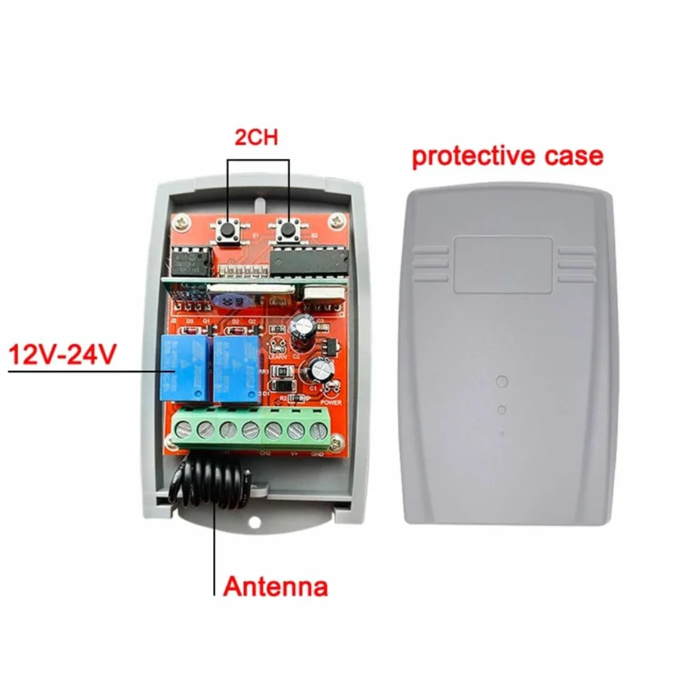 Récepteur Universel Télécommande Porte Garage 433 MHz 12 V-24 V Ouvre-Porte Électrique 433,92 MHz Code Roulant