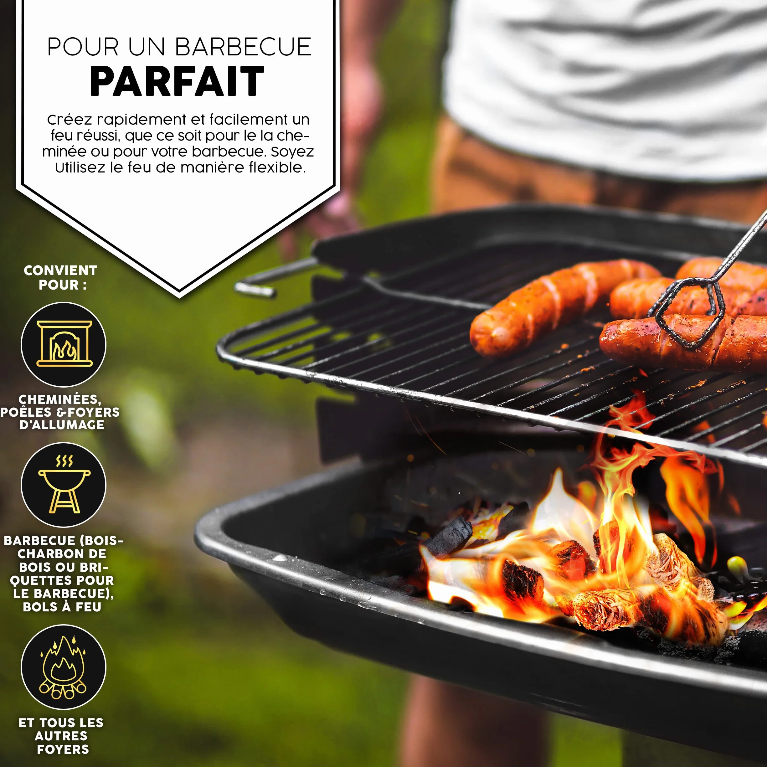 Allume-feu Laine écologique 10 kg 800 pièces imprégné de Cire pour Grill Charbon