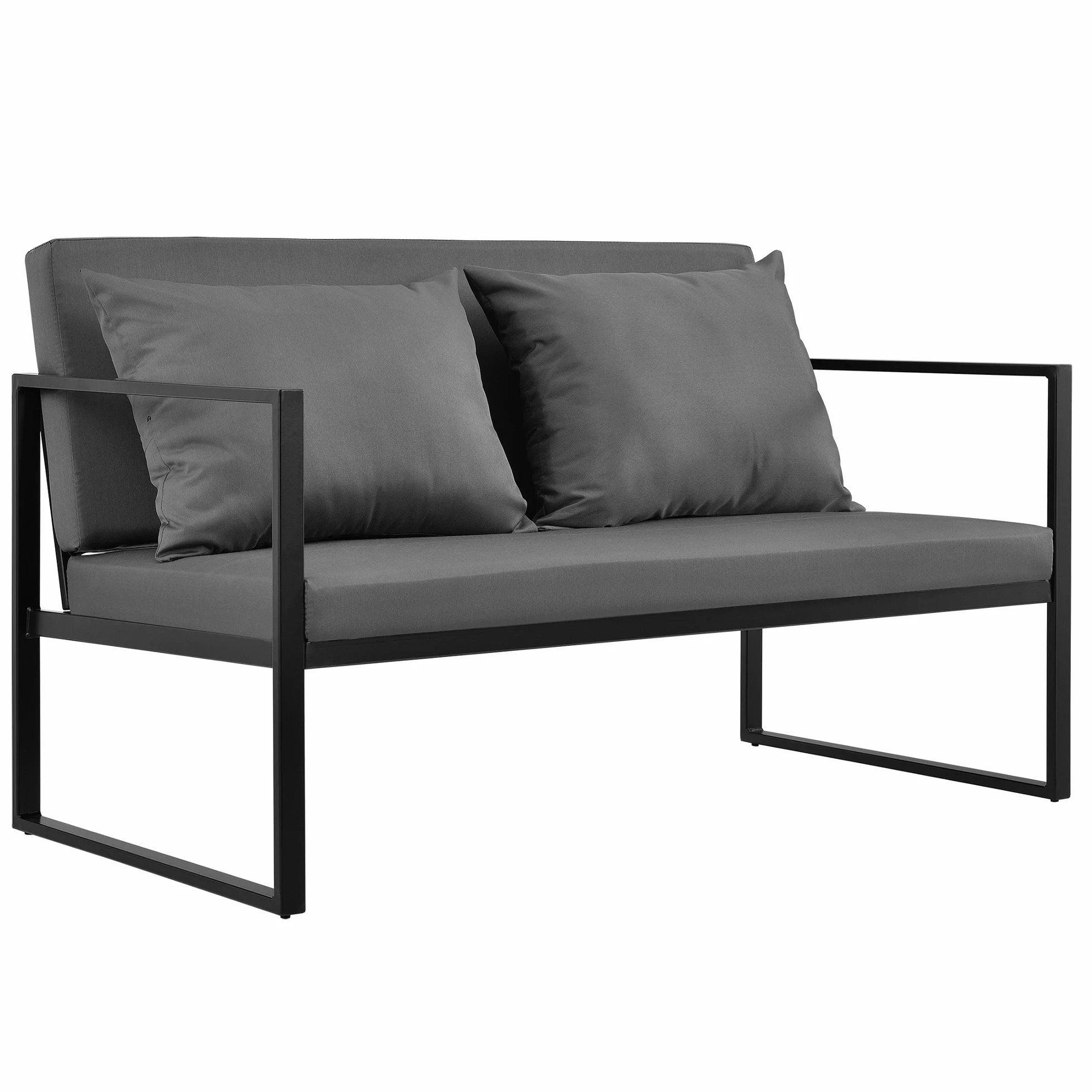 casa.pro Canapé Extérieur avec Coussins Armature Métal Polyester Noir 70 x 114 x 60 cm