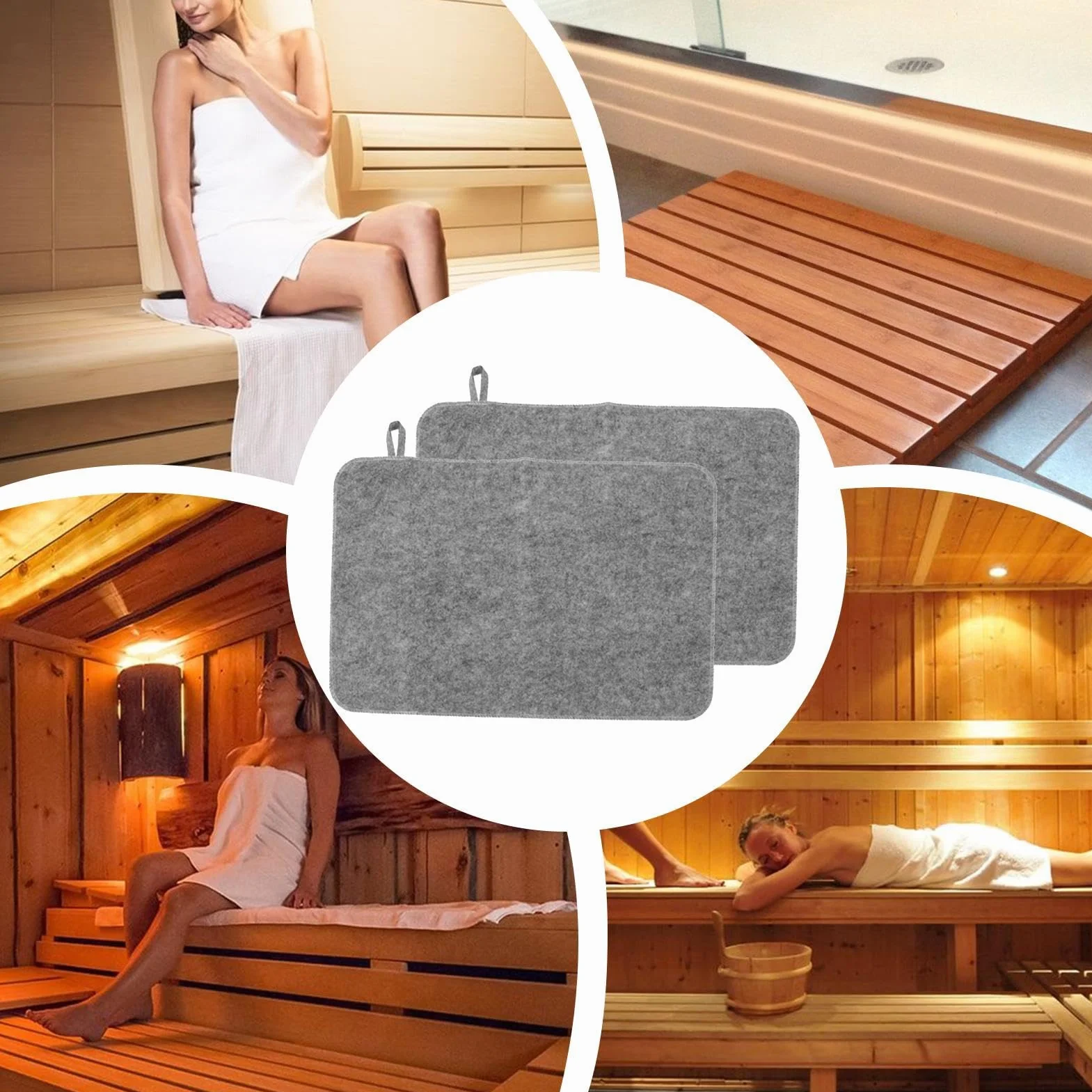 Lot de 2 tapis de sauna en feutre absorbant et isolant 50 x 33 cm