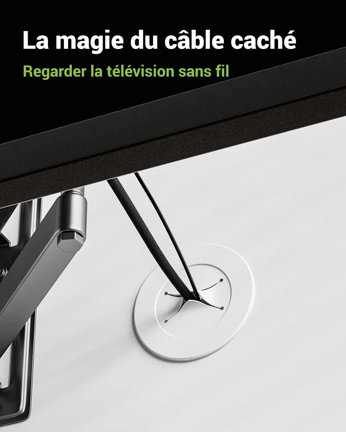 Lot de 2 passe-câbles encastrés avec scie cloche 76 mm blanc pour téléviseur mural