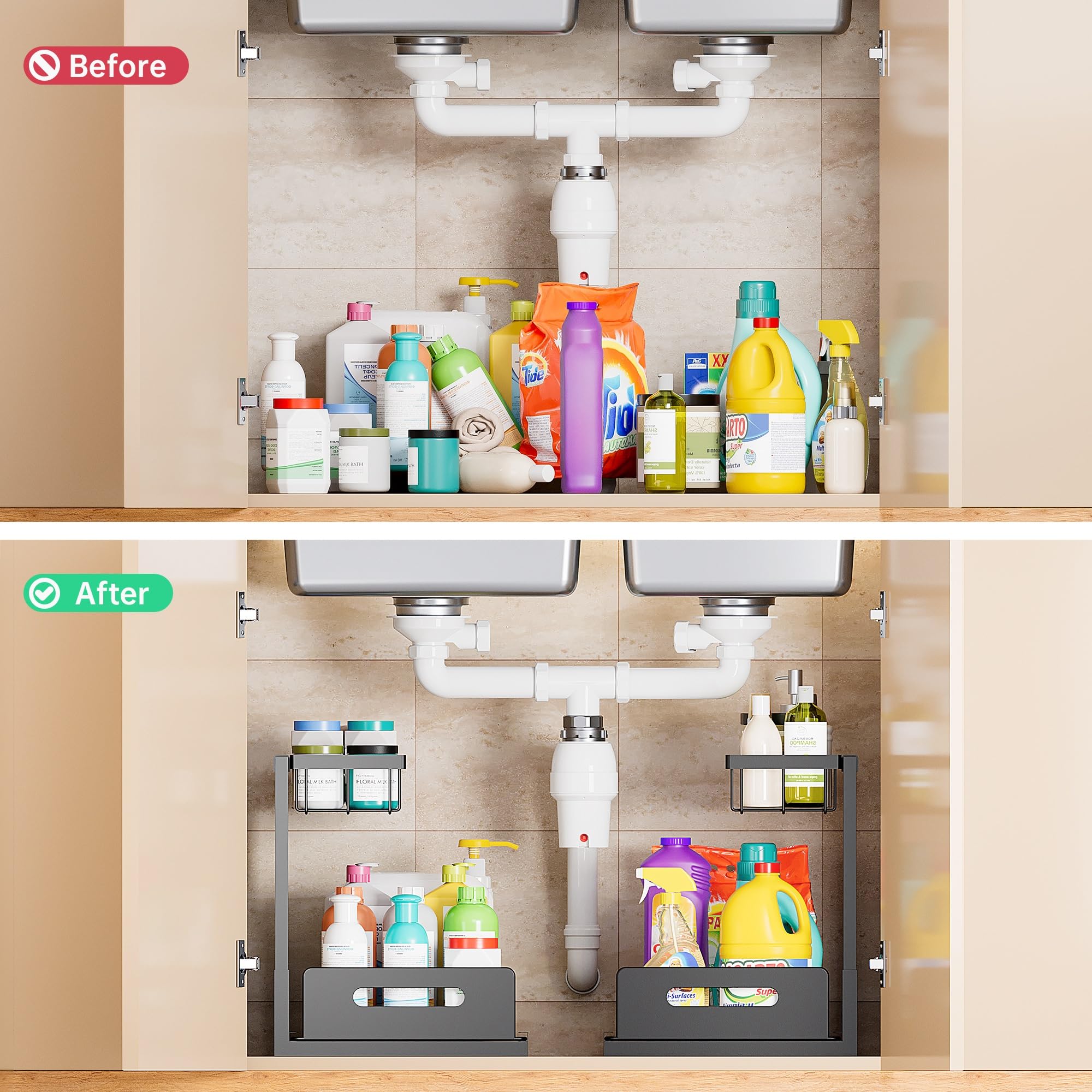 Elegant Slide-Out Under Sink Organizer Shelf - Black