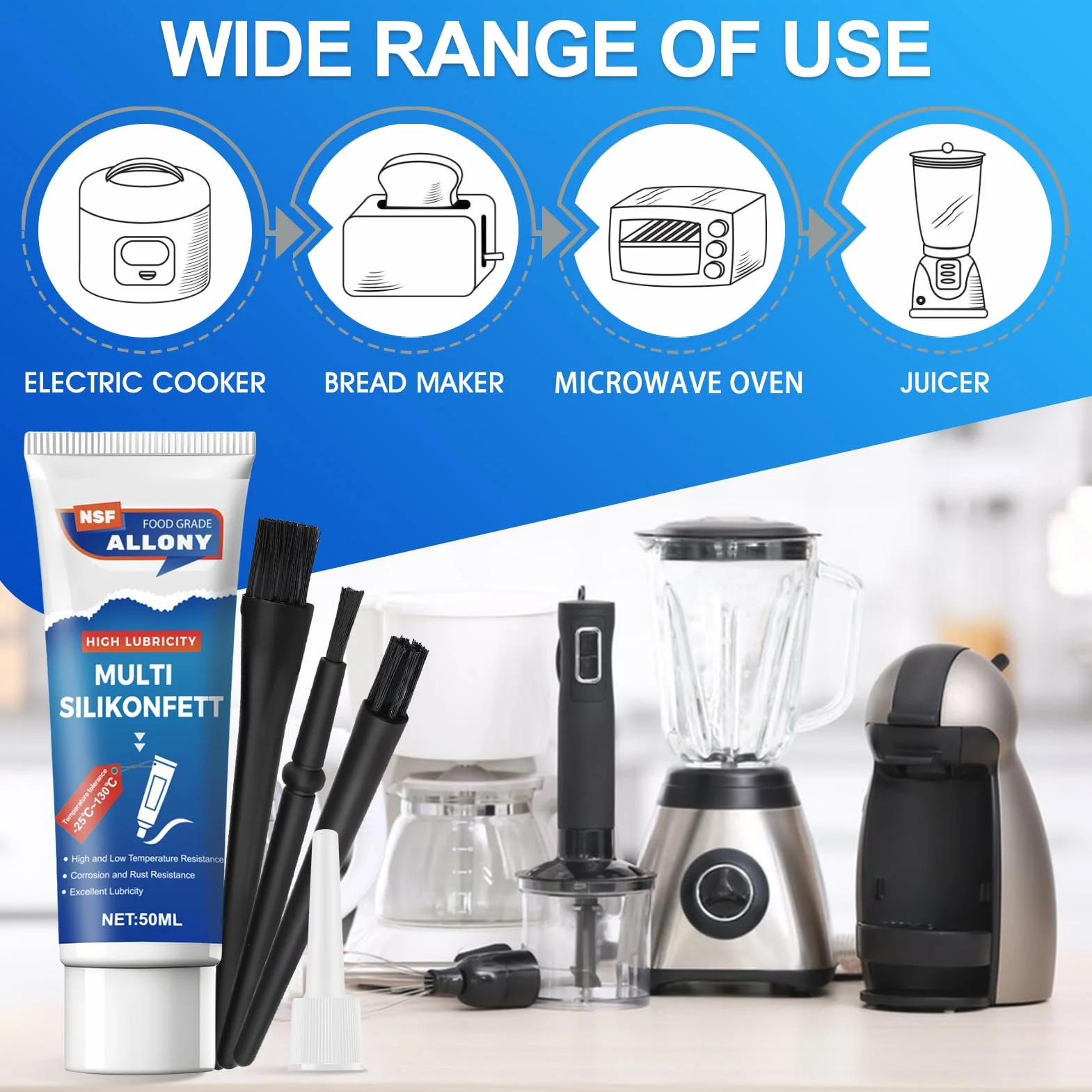 ALLONY Graisse Alimentaire Machine à Café 50ml, Graisse Silicone pour Joints et Joints Toriques