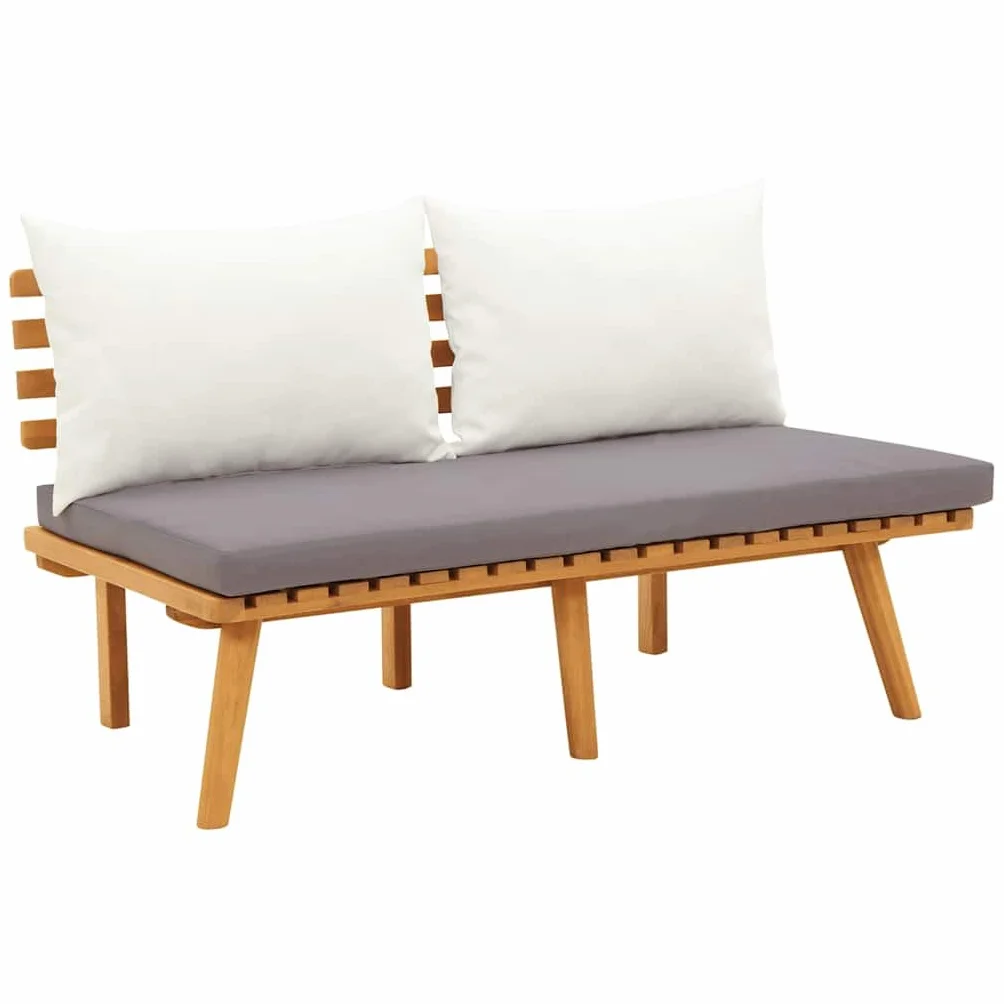 Repose pied de jardin avec coussin 60x60x29 cm Bois d acacia