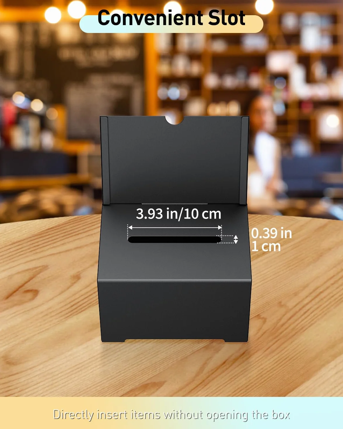 Uniclife Boîte de dons en métal pour collecte de fonds avec serrure, urne noire, 16,3 x 11,9 x 10,2 cm