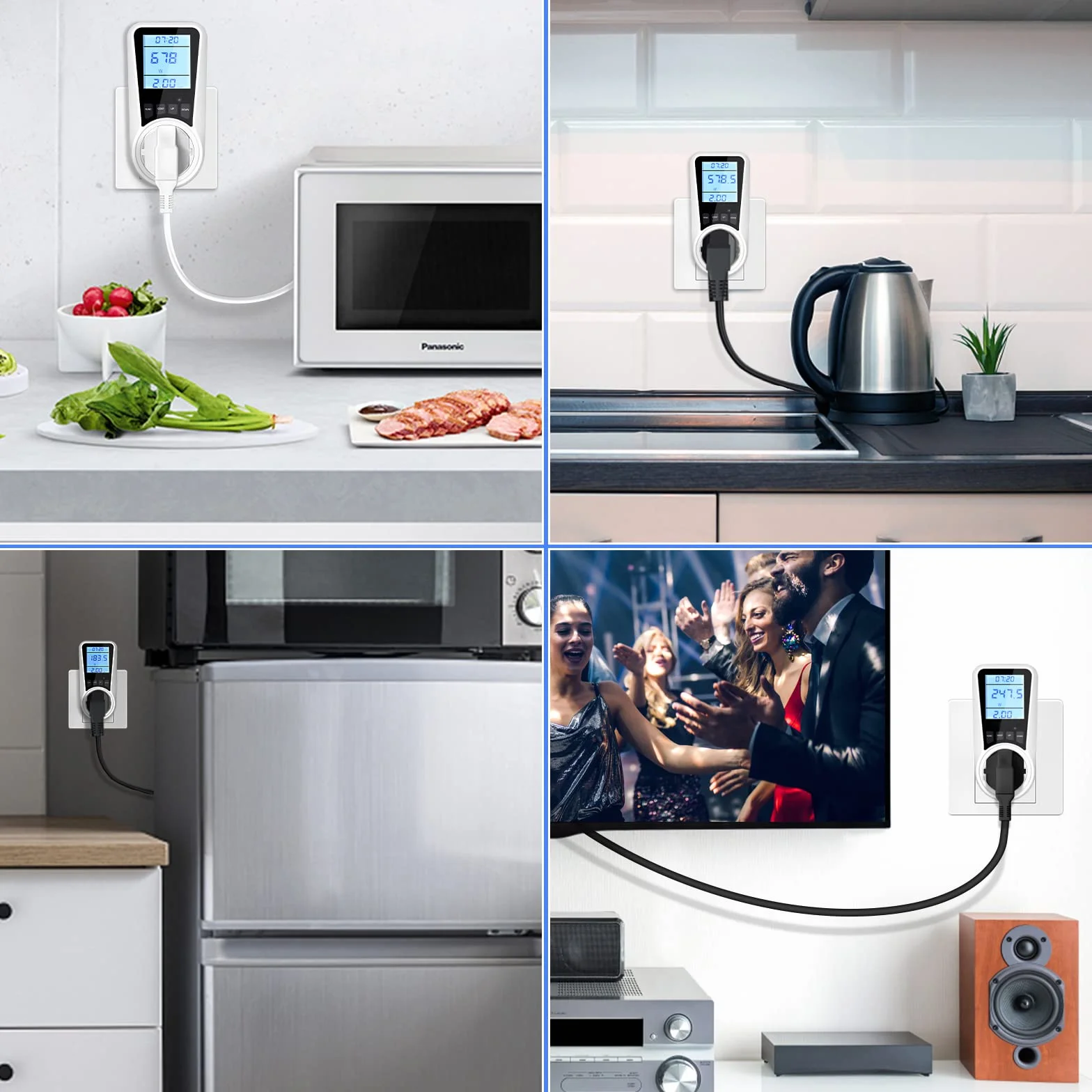 Vinabo Wattmètre Prise Compteur d'Énergie, 7 Modes Surveillance, Écran LCD Rétroéclairé