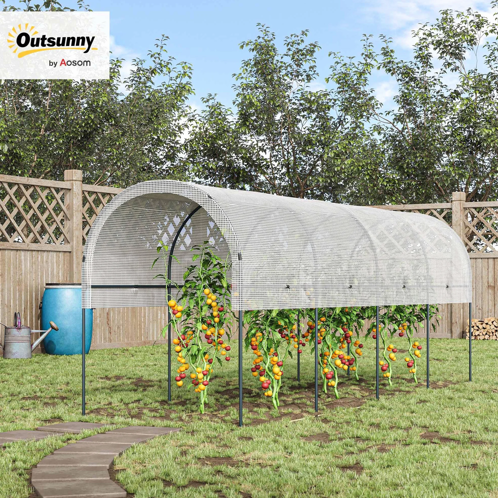 Outsunny Serre de Jardin Acier 400x120x170 cm Transparent pour Légumes