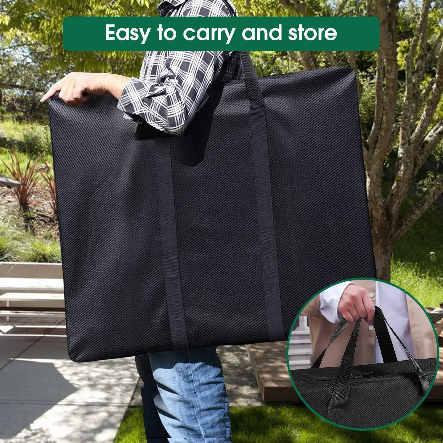 Sac de rangement pour table de camping pliable en tissu Oxford 500D imperméable 66 x 13 x 62 cm Noir