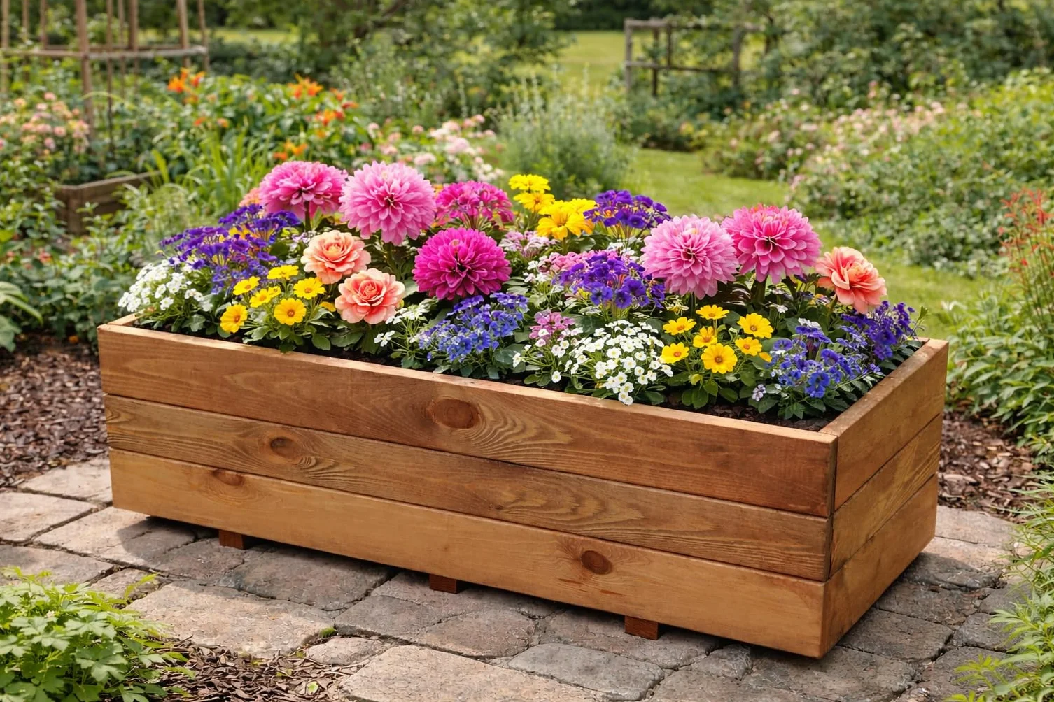 FKL DESIGN Home Deco Jardinière en Bois 80x40x30 cm D28 Teck