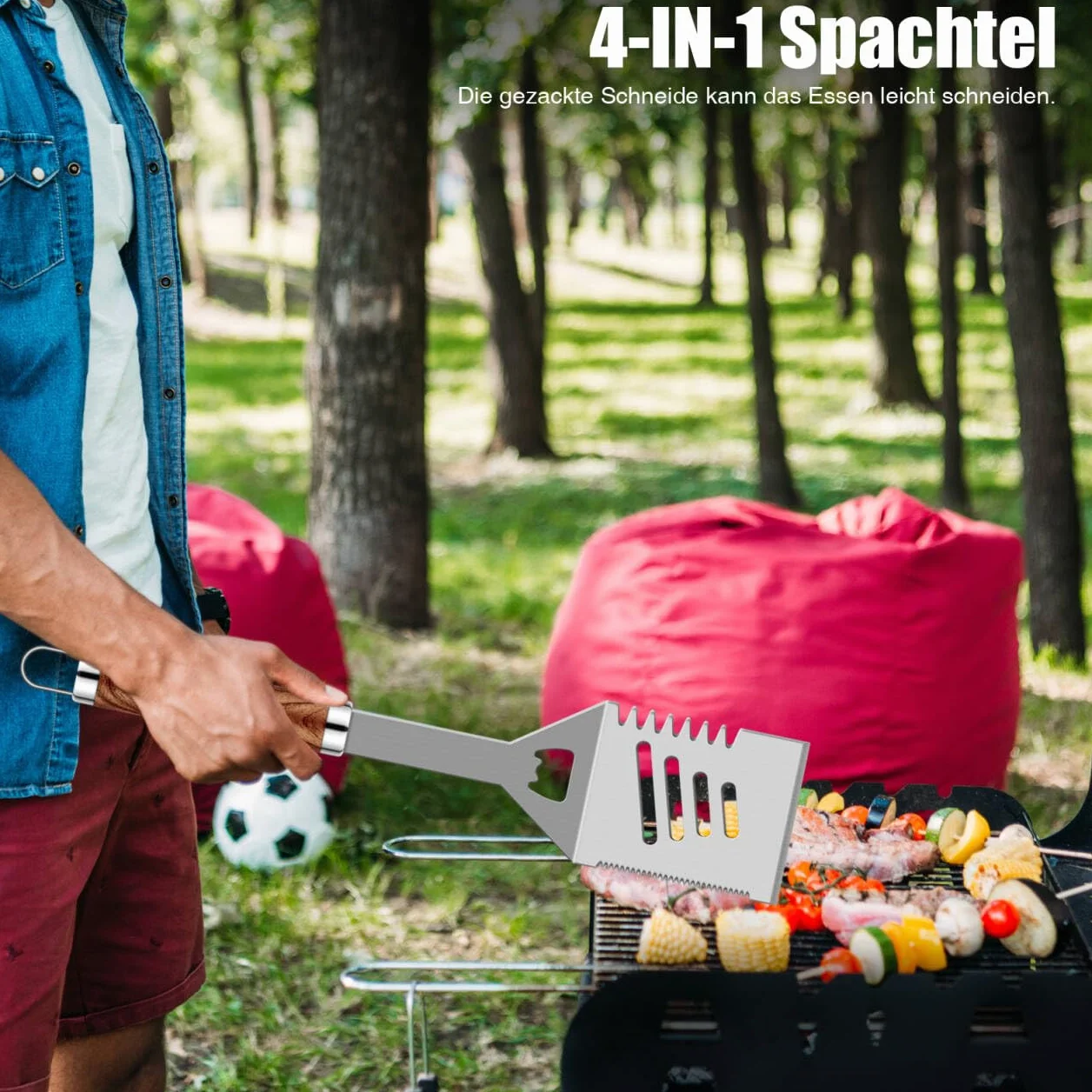 Grilliance Kit d'accessoires pour Barbecue Professionnel, 26 pièces en Acier Inoxydable avec Boîtier Aluminium Marron