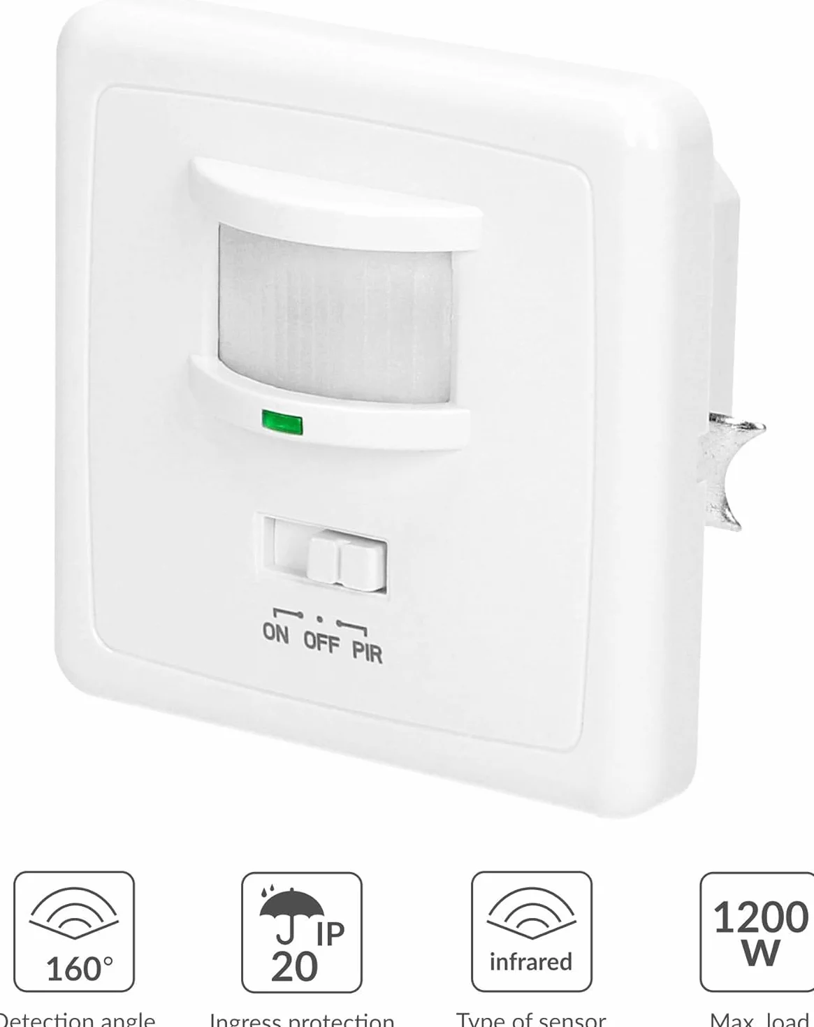 ORNO CR-205 Détecteur de Mouvement pour Boîtier Électrique Ø60 Compatible LED 1200W 3 Fils