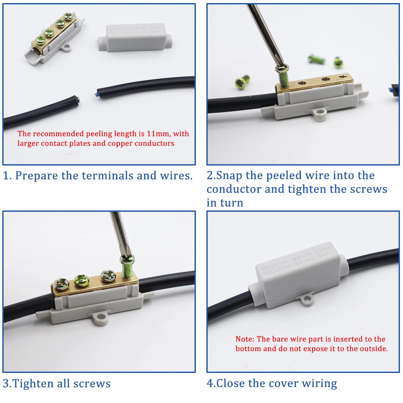 Connecteur de Fil Bornier à Vis 2.5mm-16mm Laiton 1000V 100A 5 Pièces