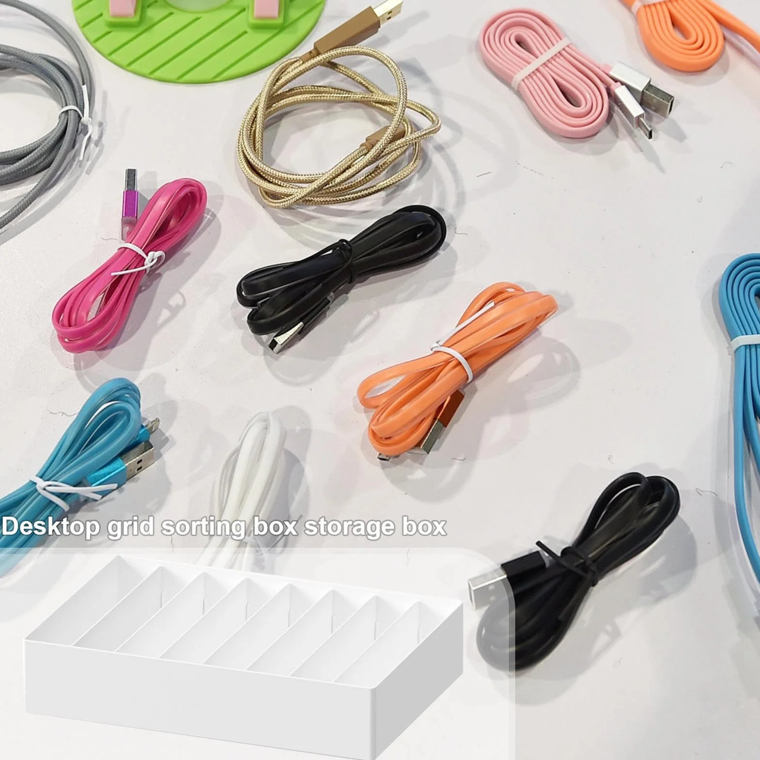 Pw tools Boîte de rangement de câbles 8 compartiments pour câble de charge, écouteurs, chargeur de téléphone