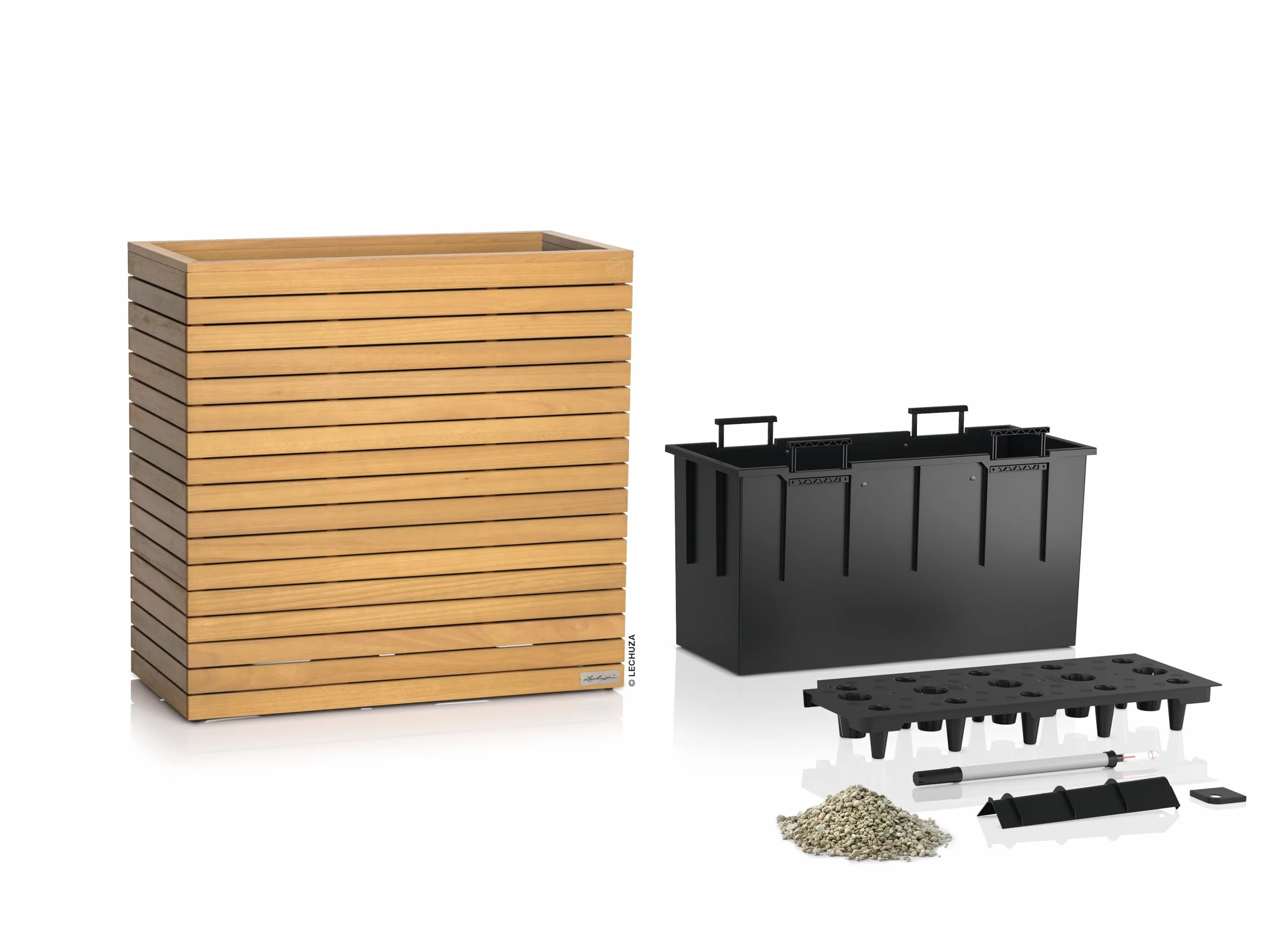 Lechuza Palo 16775 Jardinière en Bois d'eucalyptus Naturel 78,5 x 37 x 77 cm avec Système d'arrosage