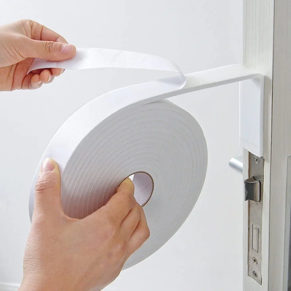 Bande Adhésive en Mousse Éponge PU 2m Anti-Collision Insonorisée Coupe-Froid Portes Fenêtres
