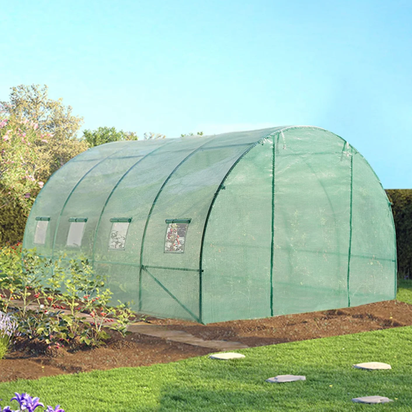 IDMarket - Serre Tunnel de Jardin 12M² Verte Gamme maraîchère Zebra 4x3M
