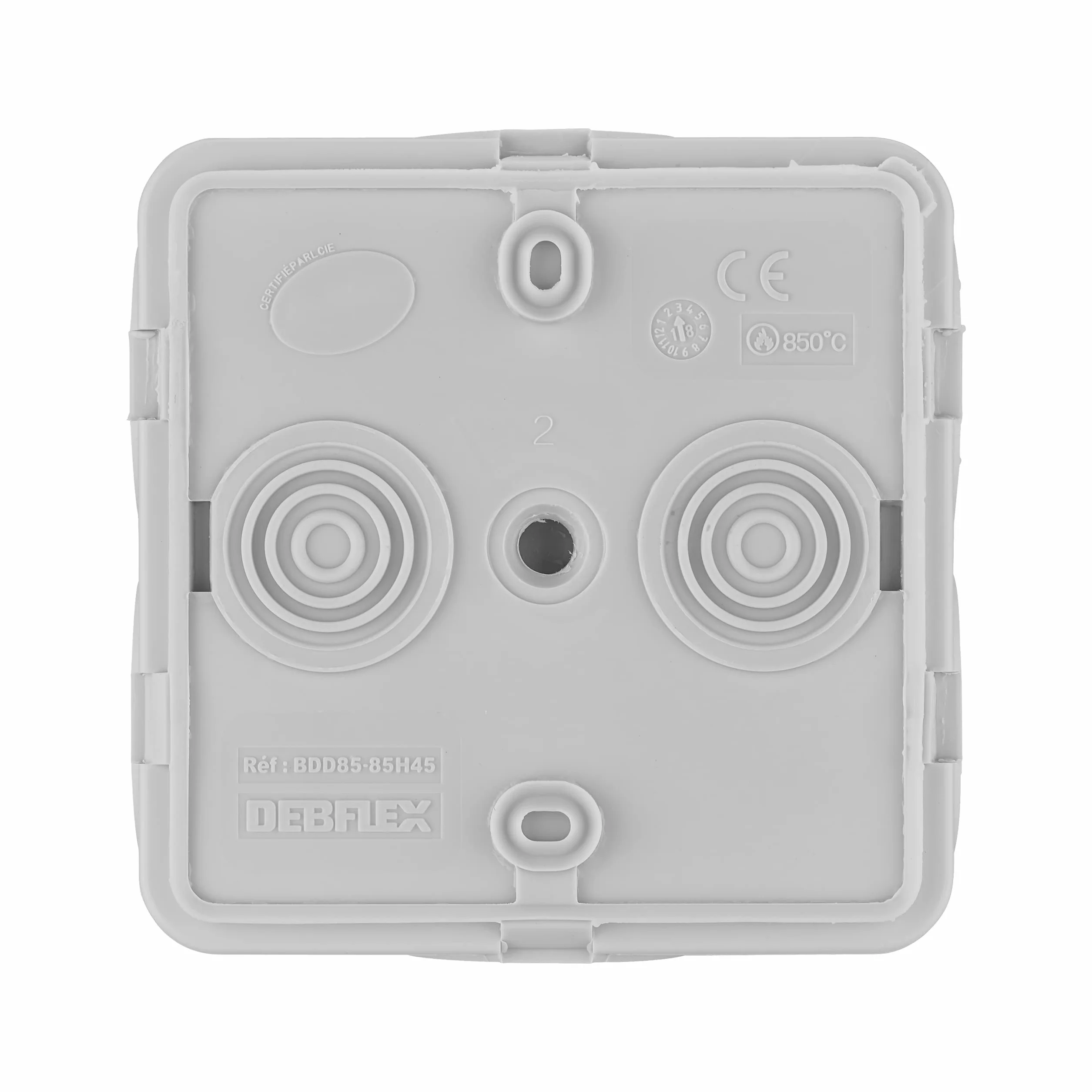 Boite de dérivation étanche IP55 85x85x50mm DEBFLEX Gris