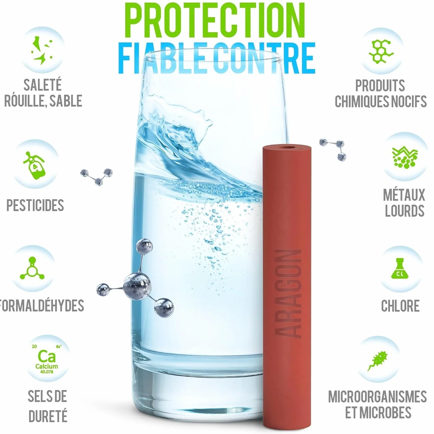 GEYSER EURO Filtre à Eau pour Robinet 3000L Système Cartouche Aragon Réduit Métaux Lourds Chlore Bactéries Pesticides