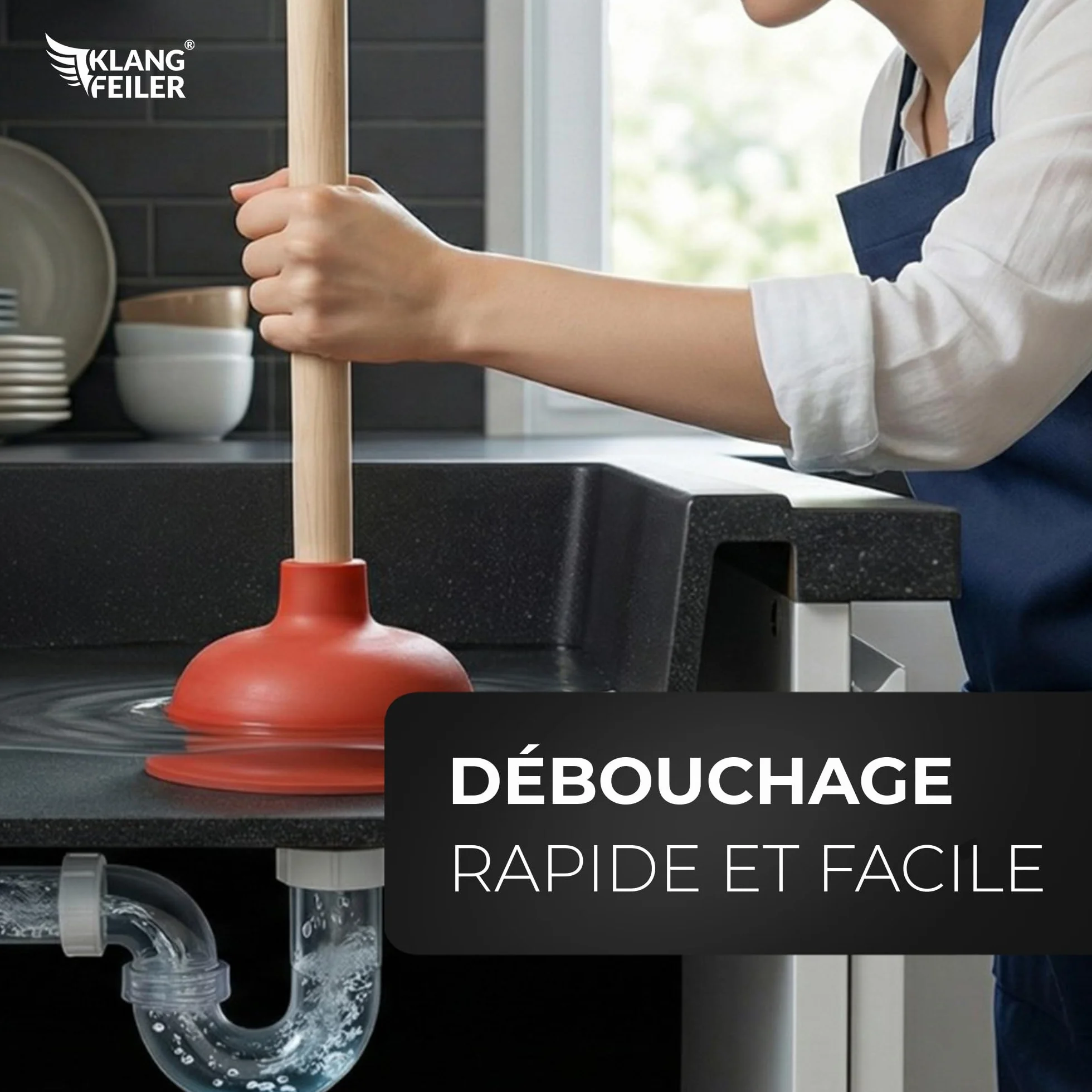 Klangfeiler Déboucheur de canalisations 140 mm Ventouse Lavabo Douche WC