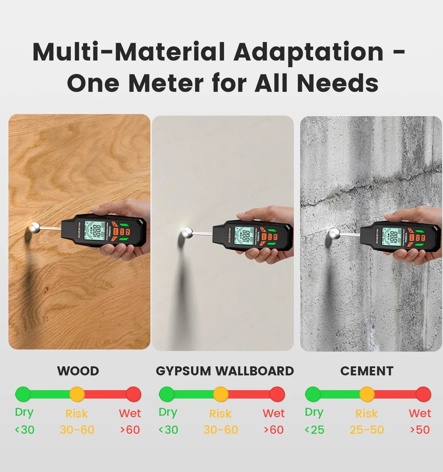 Humidimètre sphérique 5-40 mm pour matériaux de construction bois mur plâtre maçonnerie béton