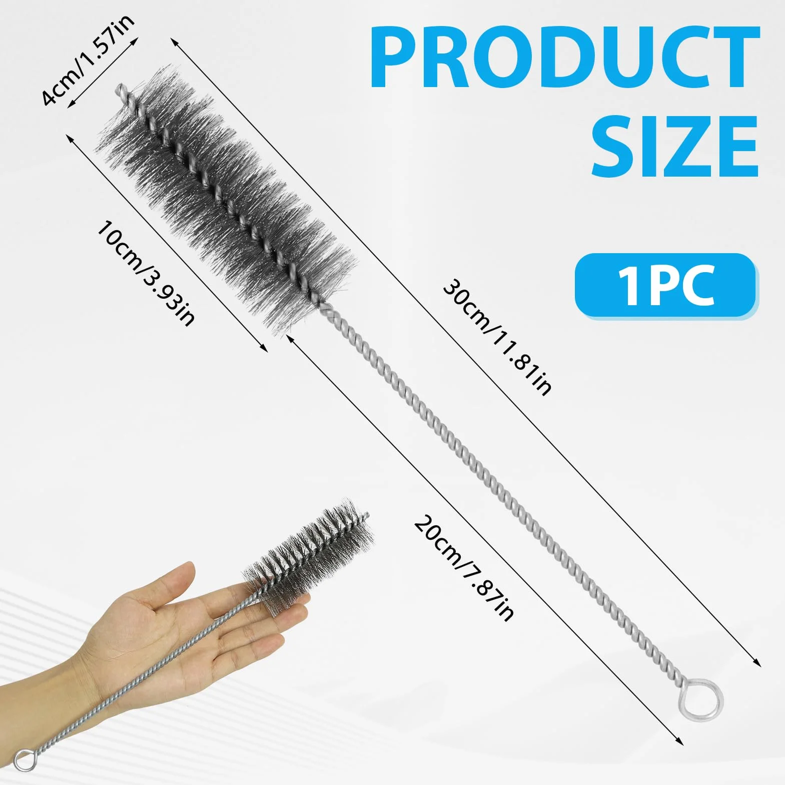 Brosse pour Tuyau de poêle Ø 40 mm, Nettoyeur de cheminée Universel, Balai en Fil d'acier 30 cm