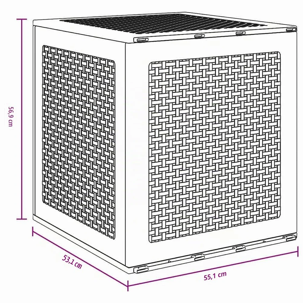 vidaXL Boîte de Rangement Blanc 55 x 53 x 57 cm Polypropylène, Jardin et Terrasse, Rangement Moderne, Meuble Résistant, Boîte Outdoor, Organisateur Contemporain