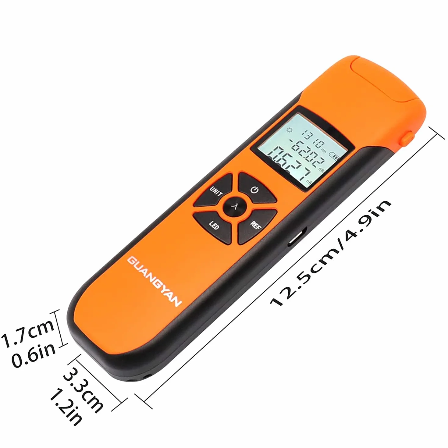 Photomètre Fibre Optique Mini Portatif Léger Laser Compteur de Lumière pour Tester 7 Longueurs d'Onde Calibrées Compteur de Puissance Optique Haute Précision Rechargeable
