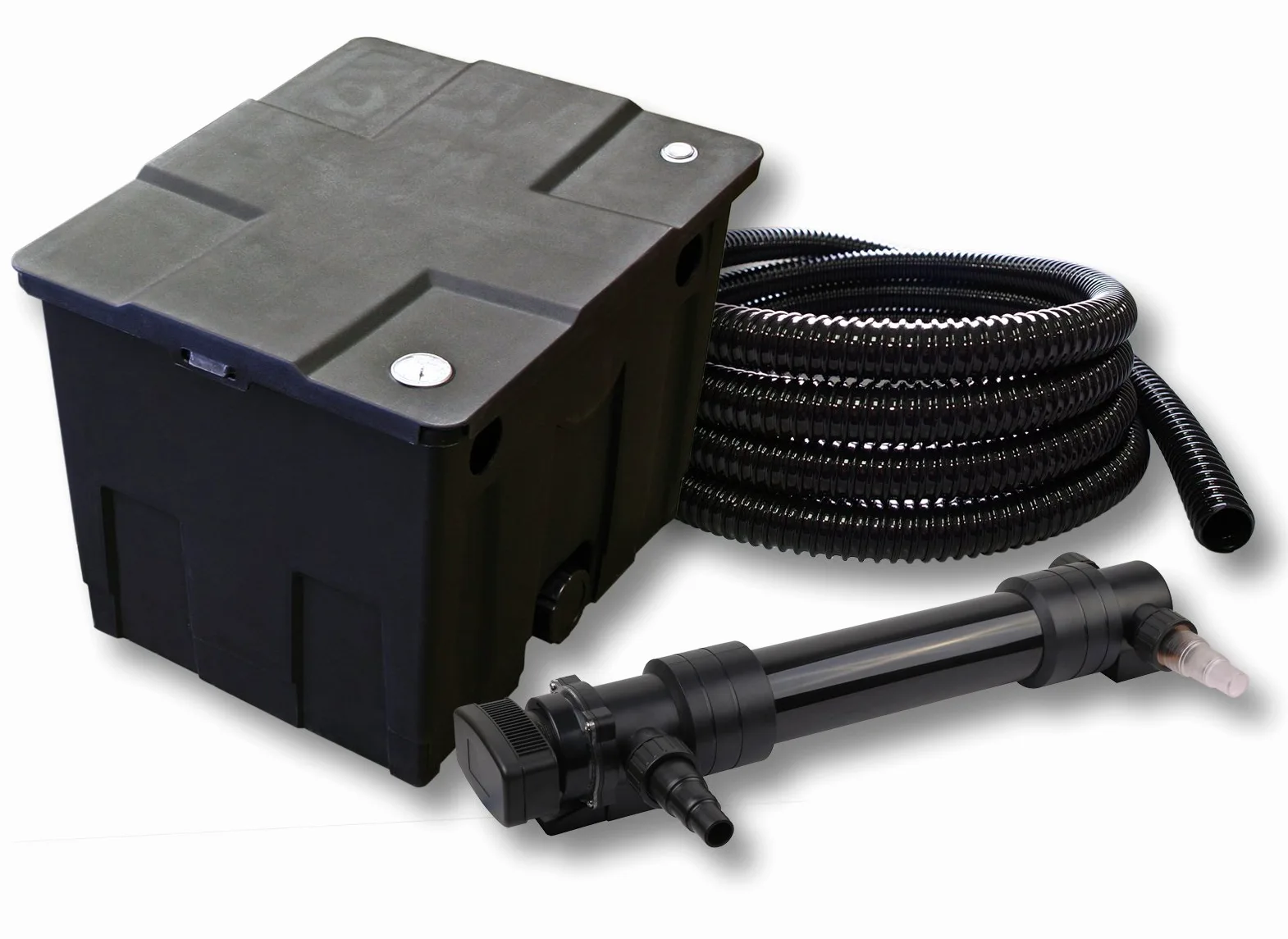 SunSun Kit complet: CBF-350 Filtre de bassin jusqu'à 12000 L Biologique, CUV-636 lampe uv UVC Clarificateur avec 36W, 5m Tuyau 25 mm (1")