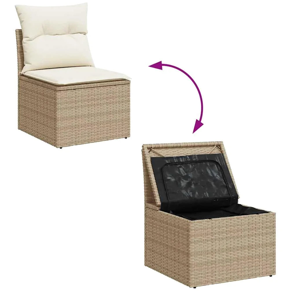 vidaXL Salon de Jardin avec Coussins 8 pcs Beige résine tressée