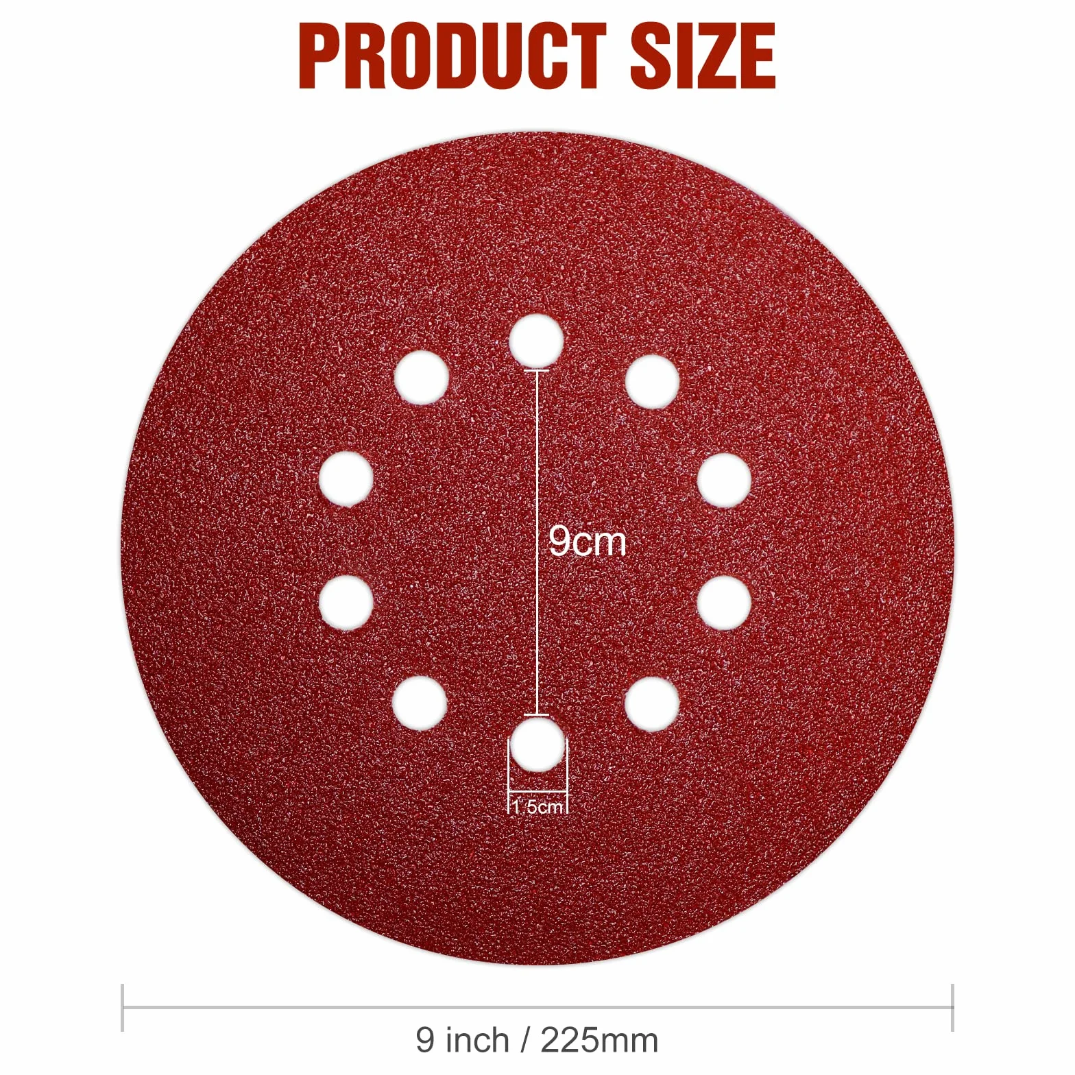 KONGMING 225mm Disques de Ponçage Grain 40-320 10 Trous 60 Pièces