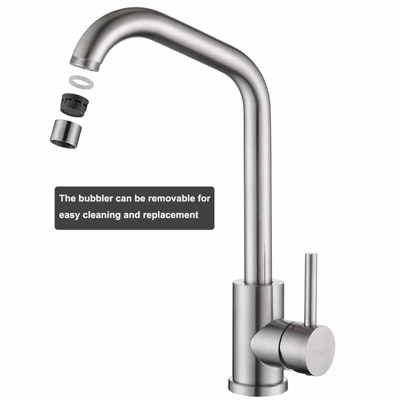 Robinet Cuisine Acier Inoxydable Brossé Mitigeur Evier Haute Pression Pivotant 360° Eau Chaud Froid Cartouche Céramique