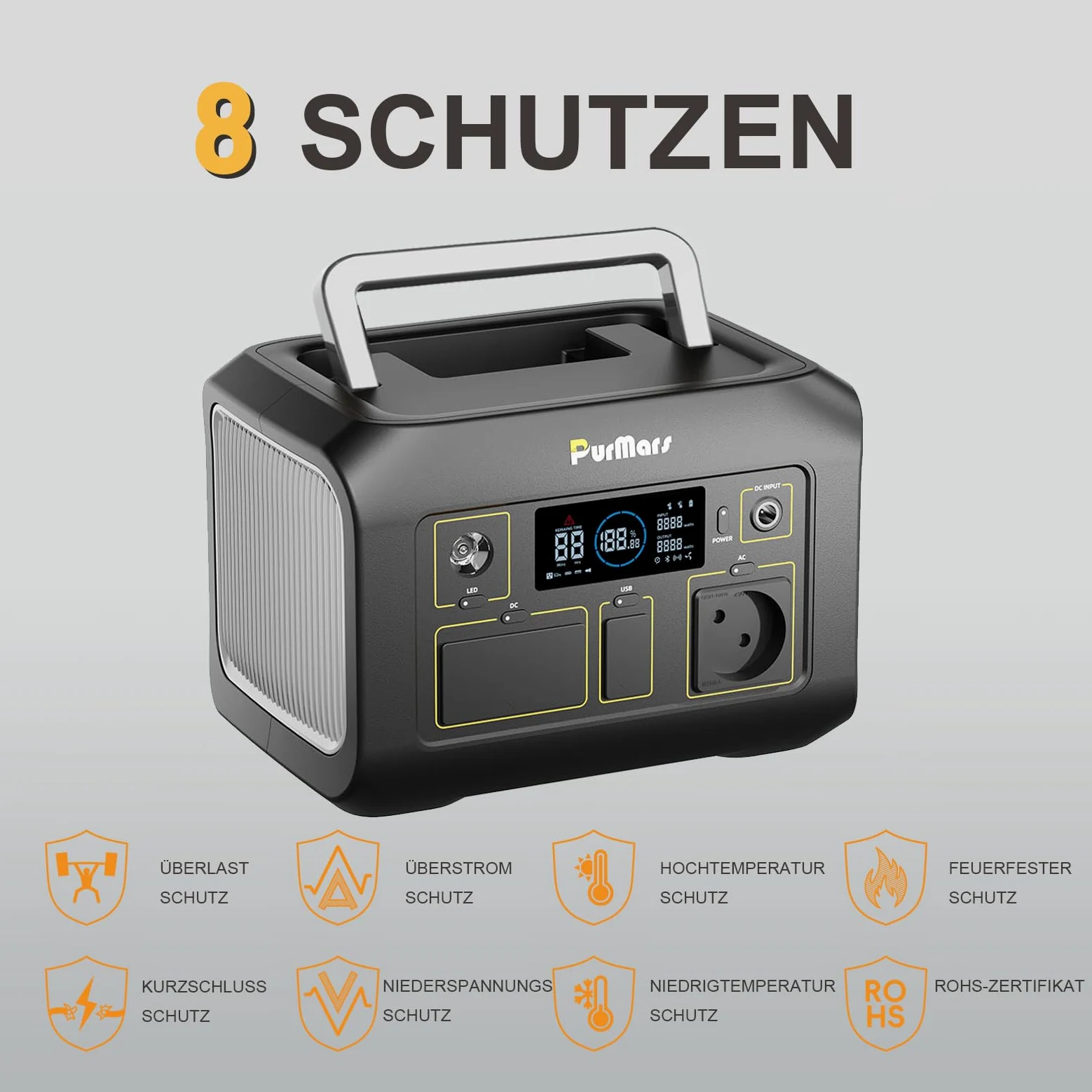 Power Station portable 300W (max. 500W), 288Wh, mémoire 230V AC USB-PD60W, lampe de poche LED, Lifepo4, générateur solaire extérieur, camping, alimentation d'urgence