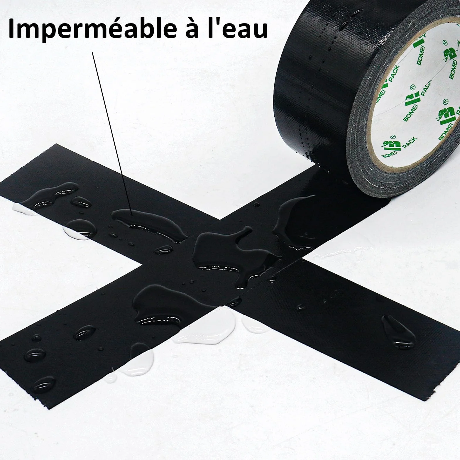 BOMEI PACK Ruban Adhésif Toilé Noir Heavy Duty Duct Tape 50 mm x 30 m