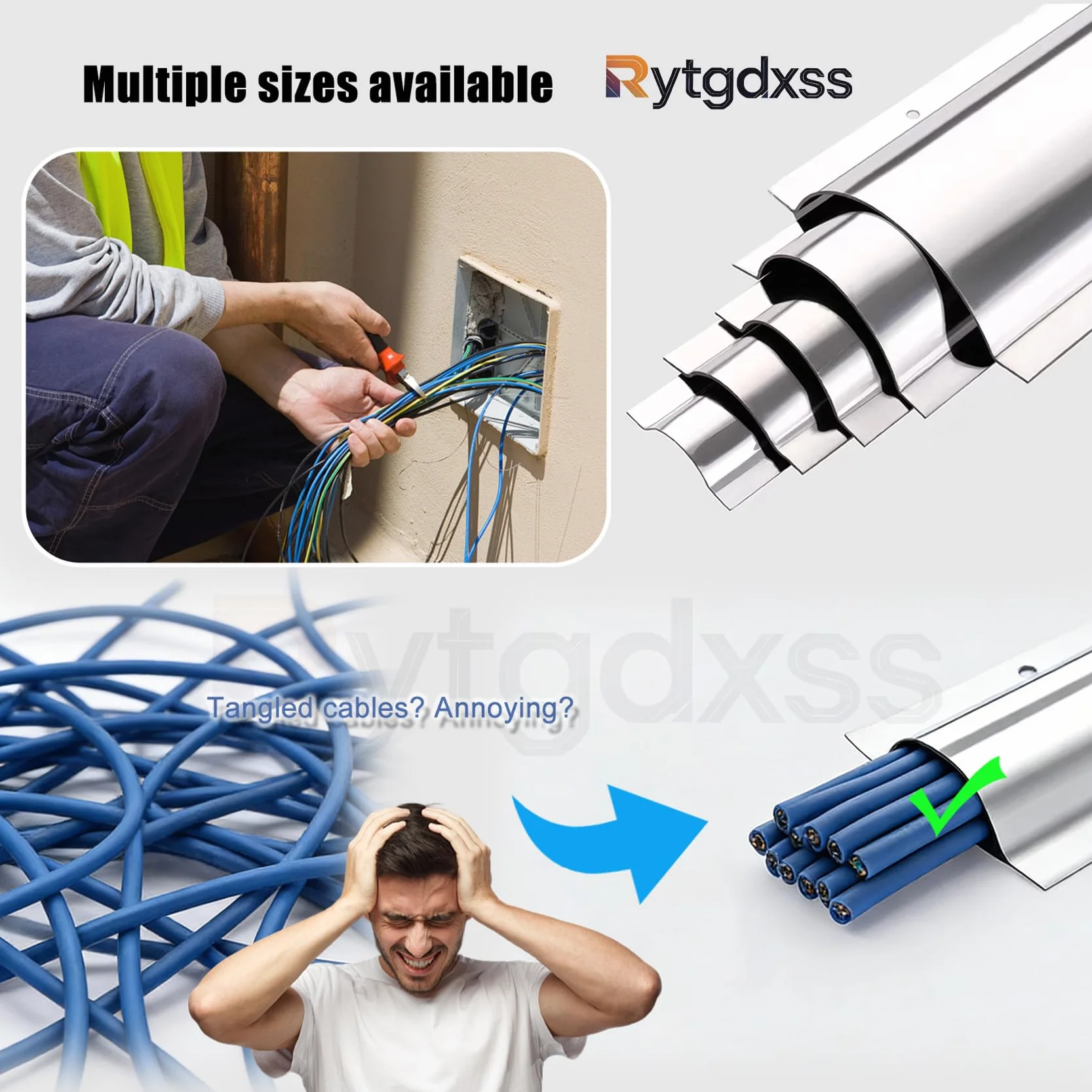 Goulotte Electrique XXL Passe Cable Exterieur INOX Protection Fil Electrique Métal 100mm 6PCS