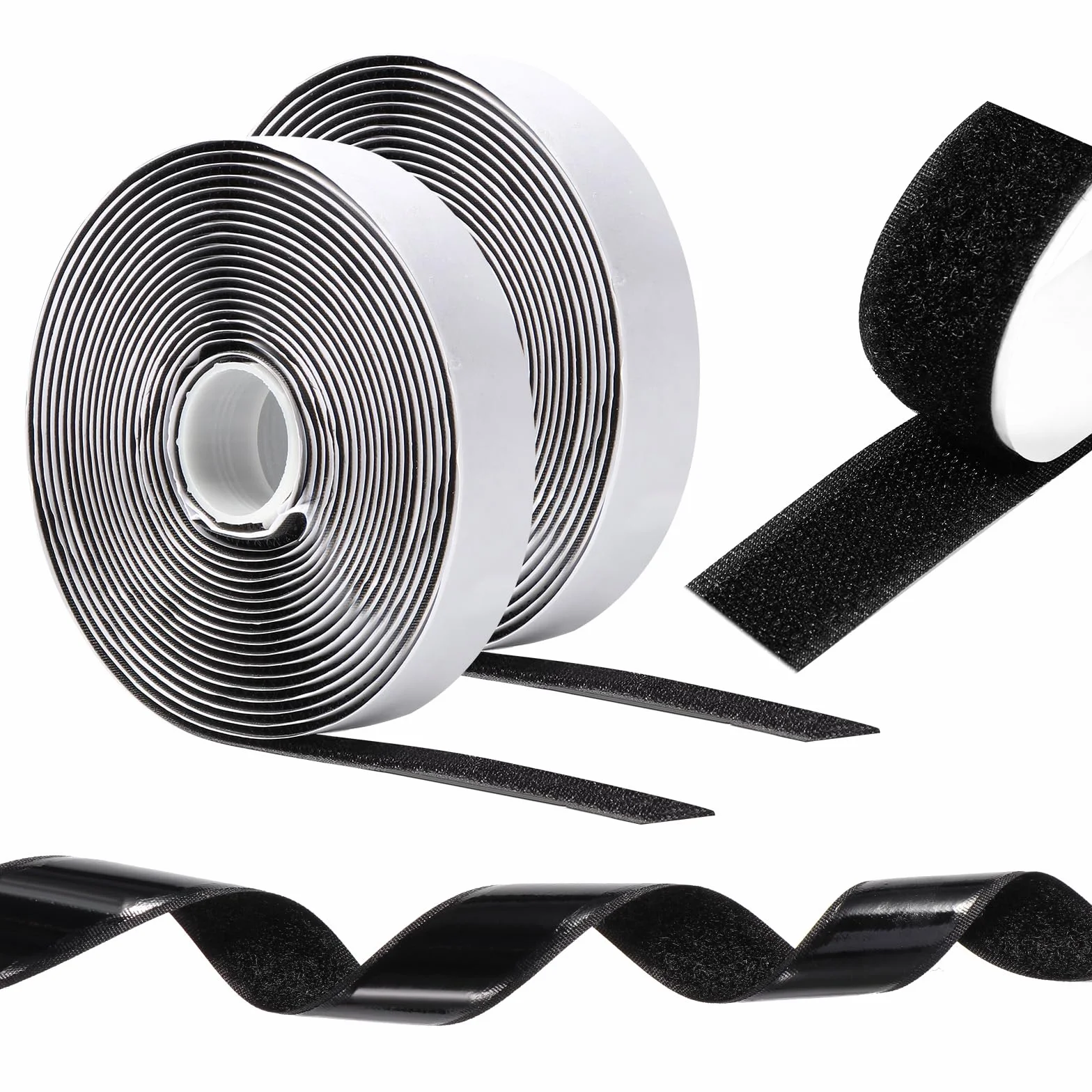 Rubans Adhésifs Double Face Oderra 5 M x 20 mm, Scratch Autocollant pour Cadres de Photos, Moustiquaires, Bricolage (Noir)