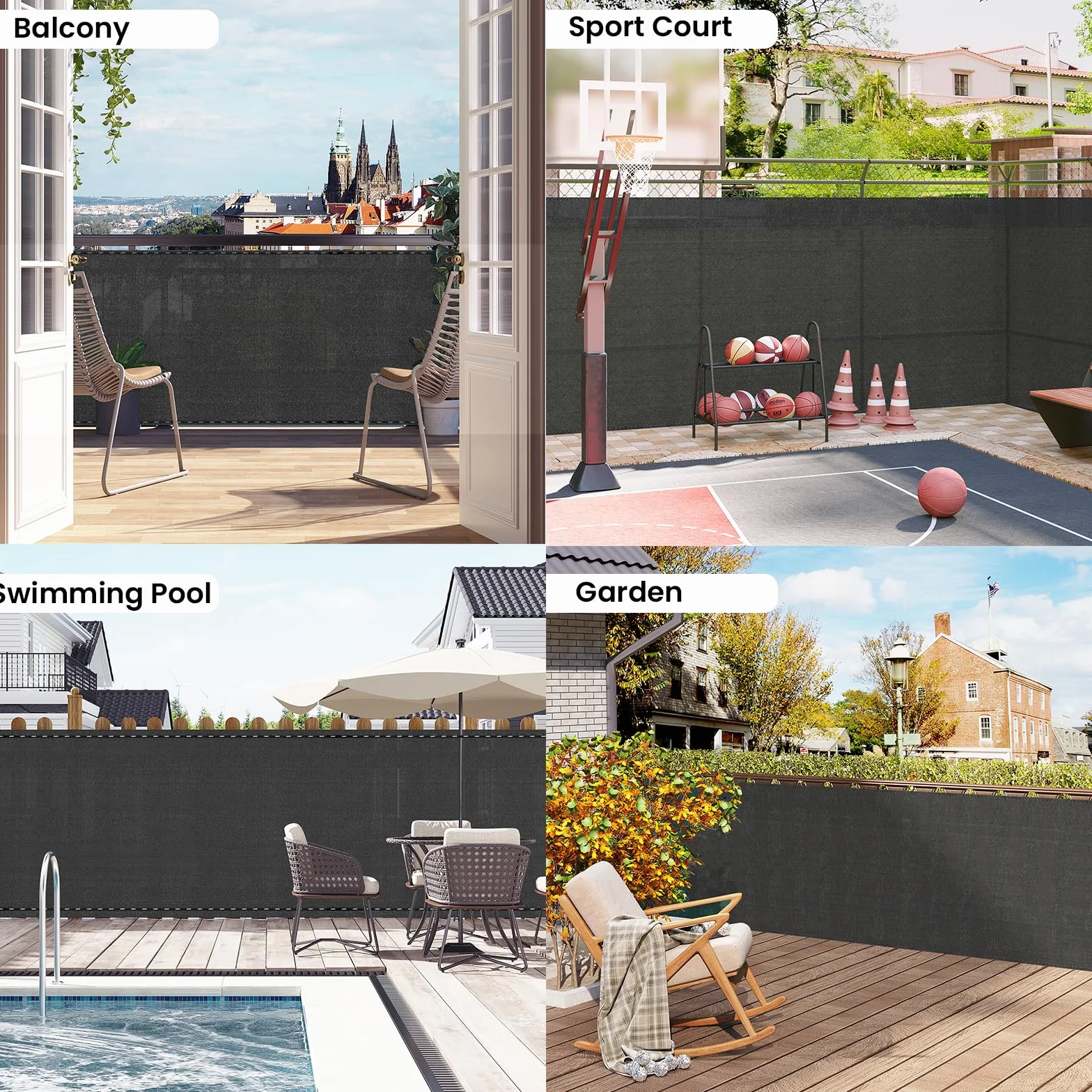 WOLTU Brise Vue Jardin Extérieure HDPE 280g/m² 1,5x10 m Anthracite Protection Soleil Vent UV