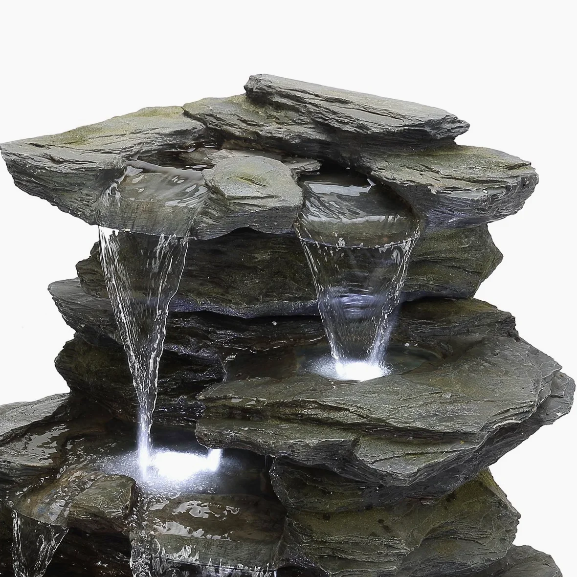 Köhko Fontaine de Jardin en Pierre Naturelle avec éclairage LED