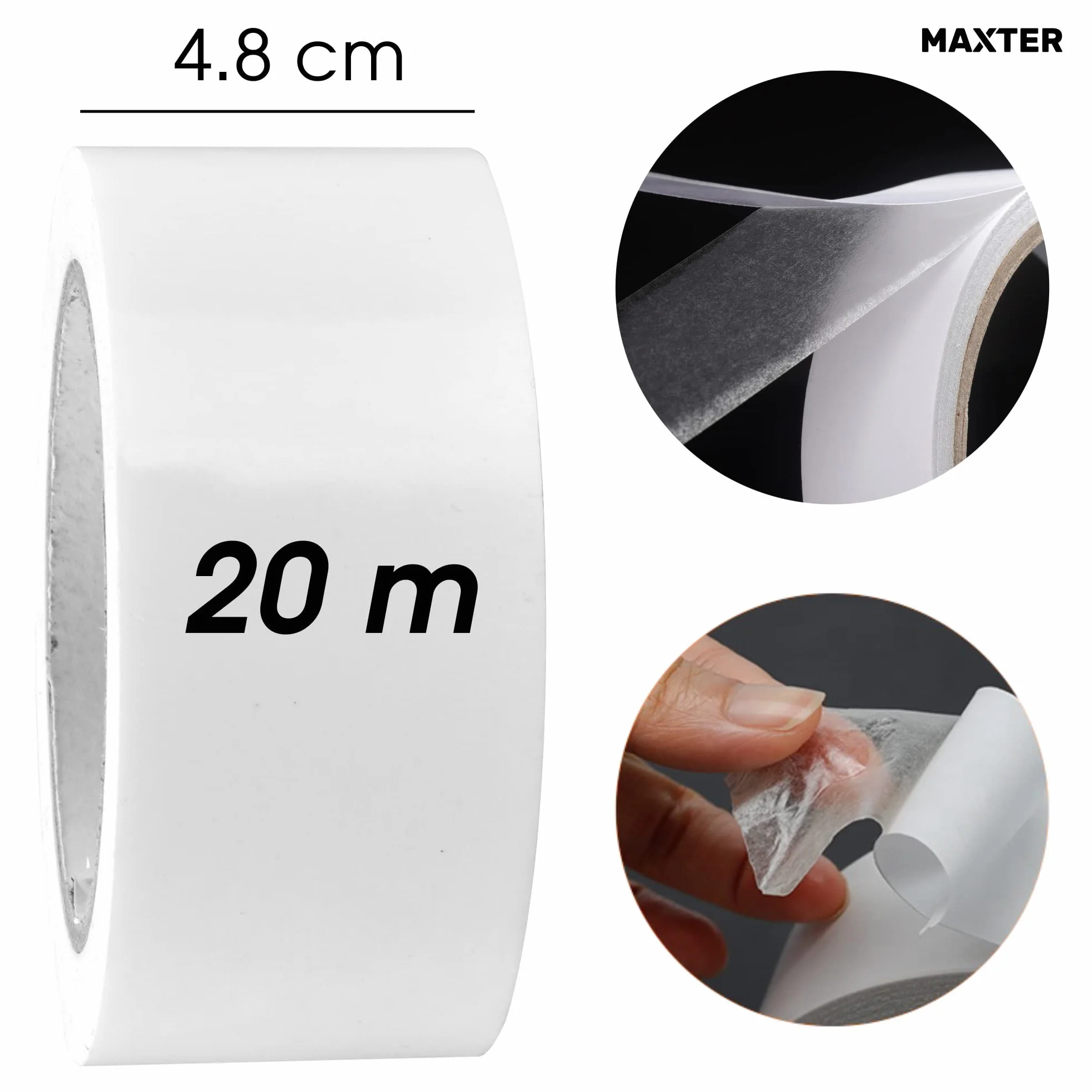 Ruban Adhésif Double Face Extra Fort Maxter 48 mm x 20 m pour Bricolage